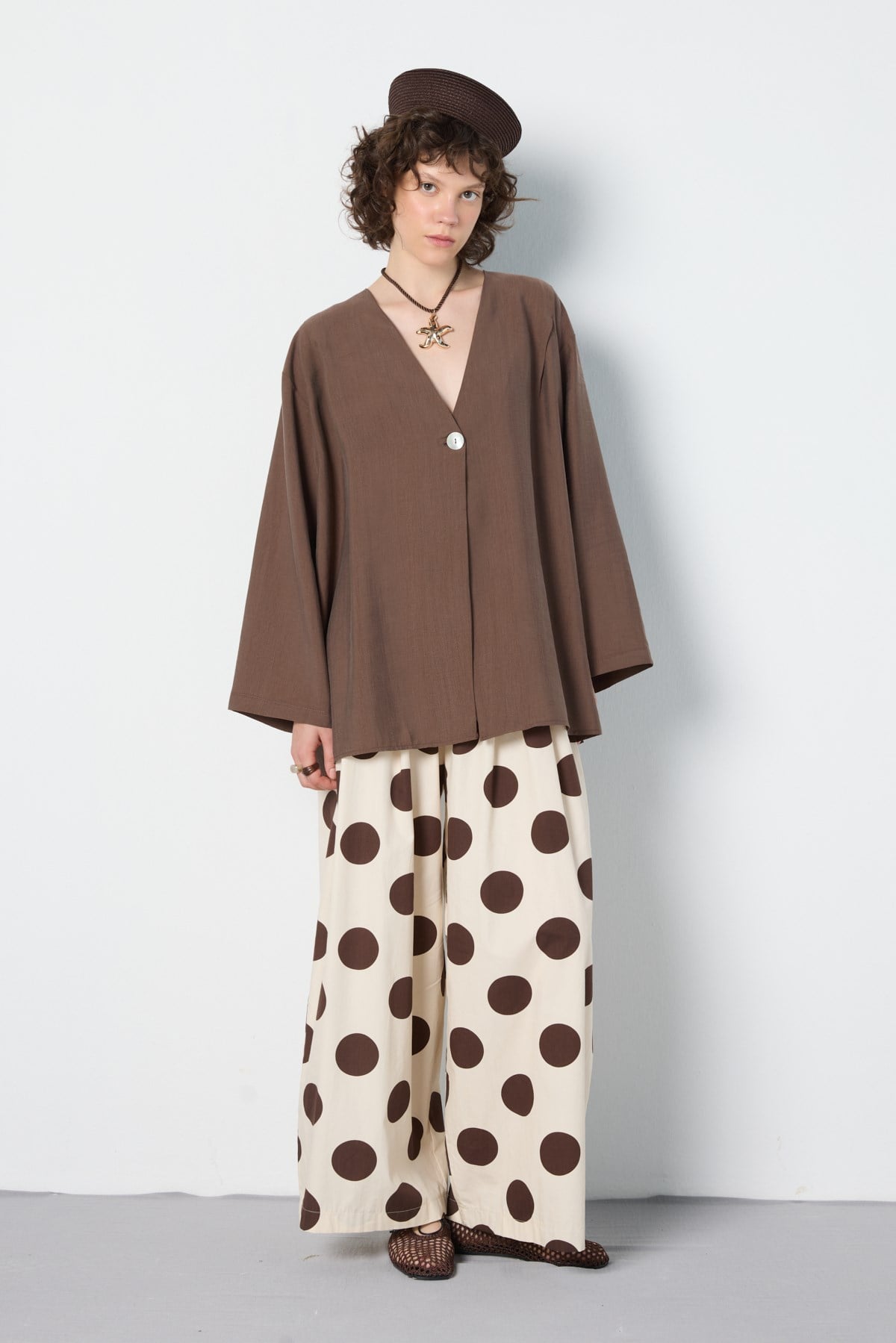 Oversize Tencel Kimono Kahverengi 