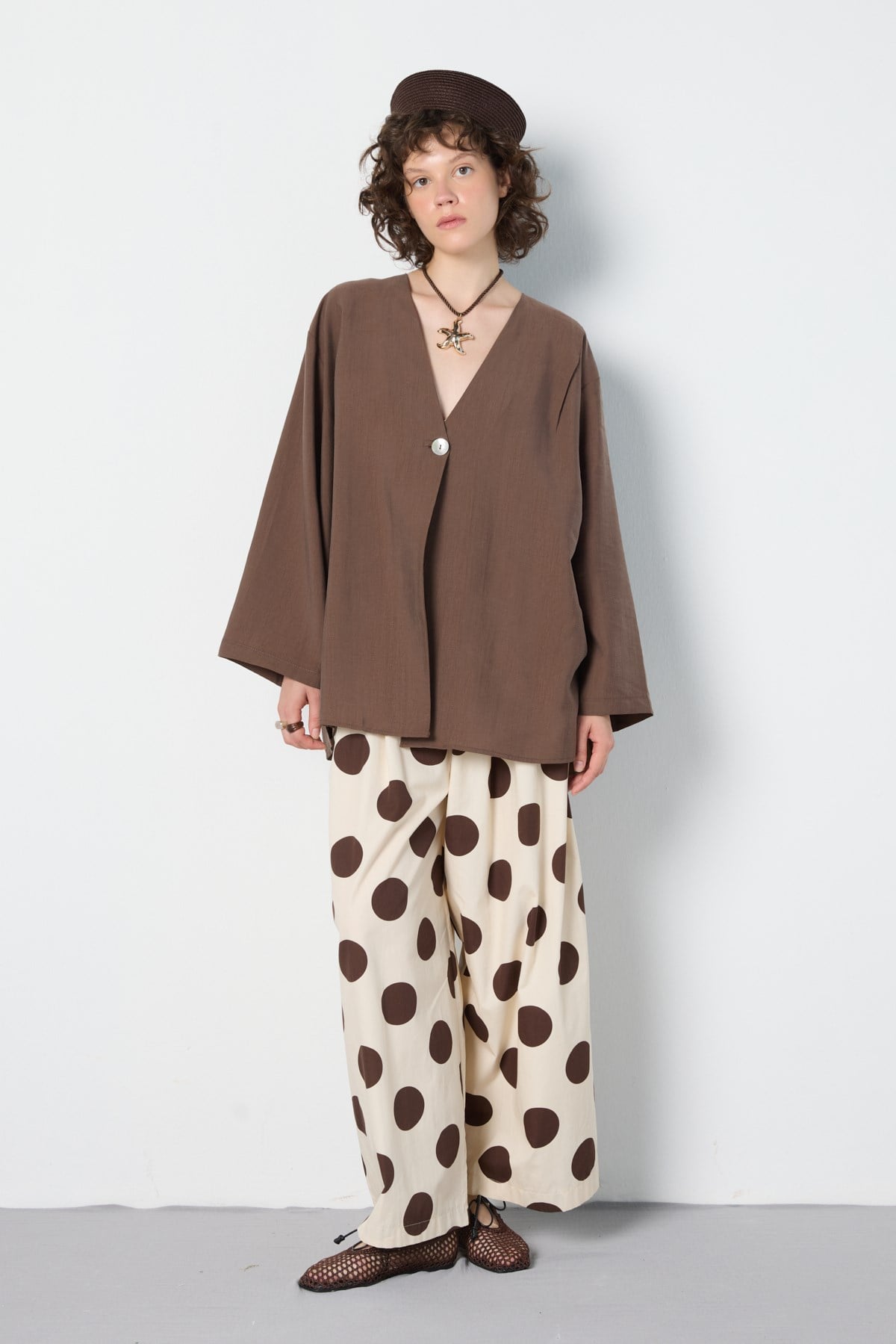 Oversize Tencel Kimono Kahverengi 
