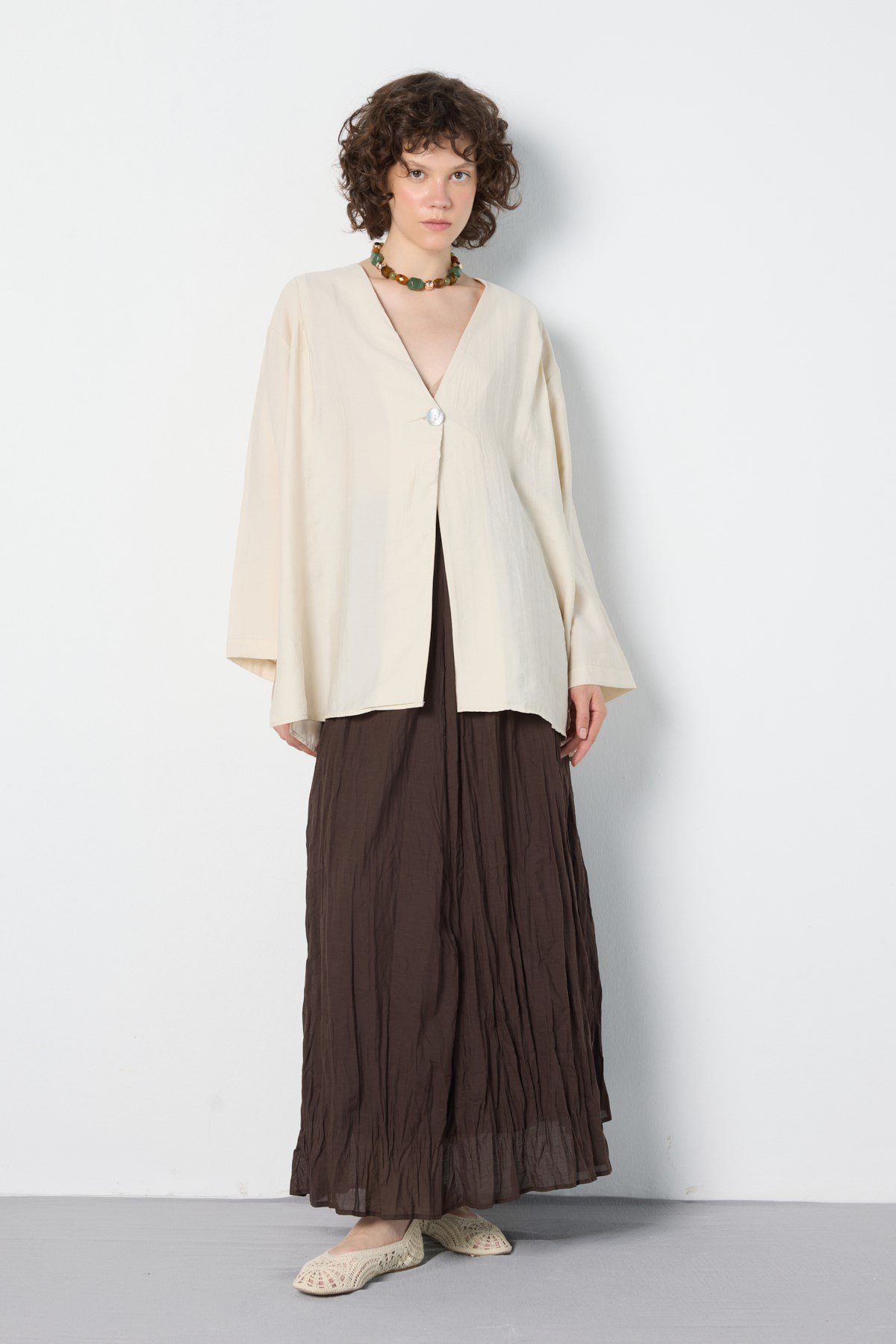 Oversize Tencel Kimono Taş