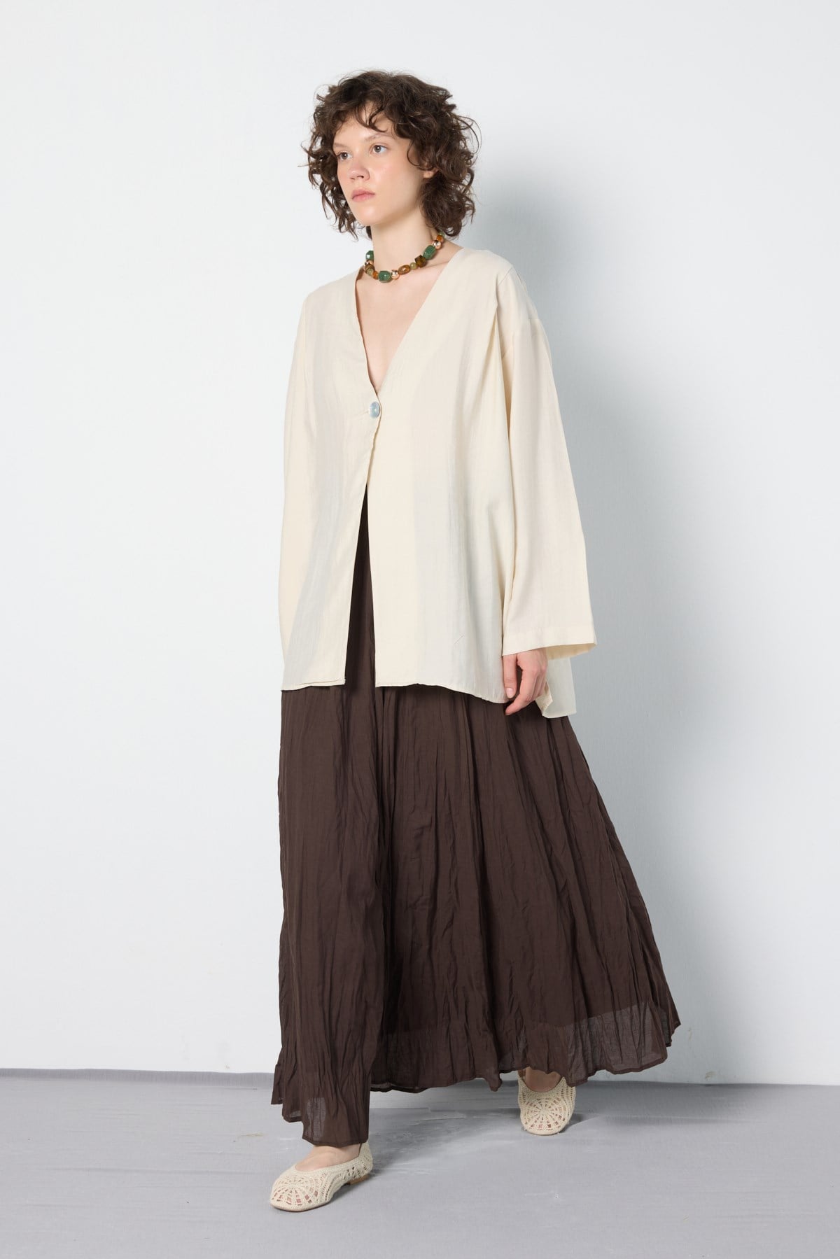 Oversize Tencel Kimono Taş
