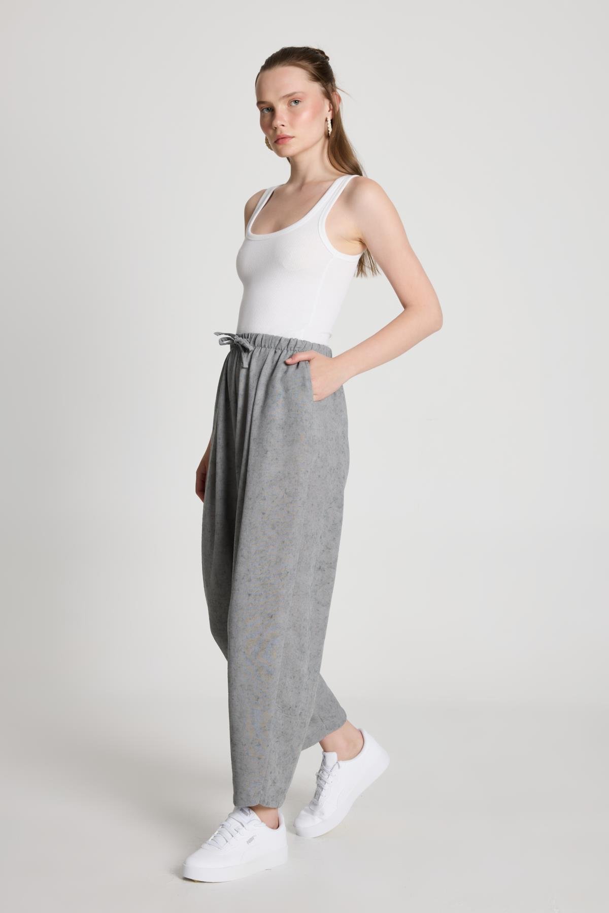 Pauline Keten Pantolon Gri