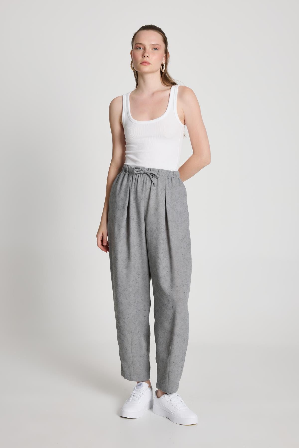 Pauline Keten Pantolon Gri