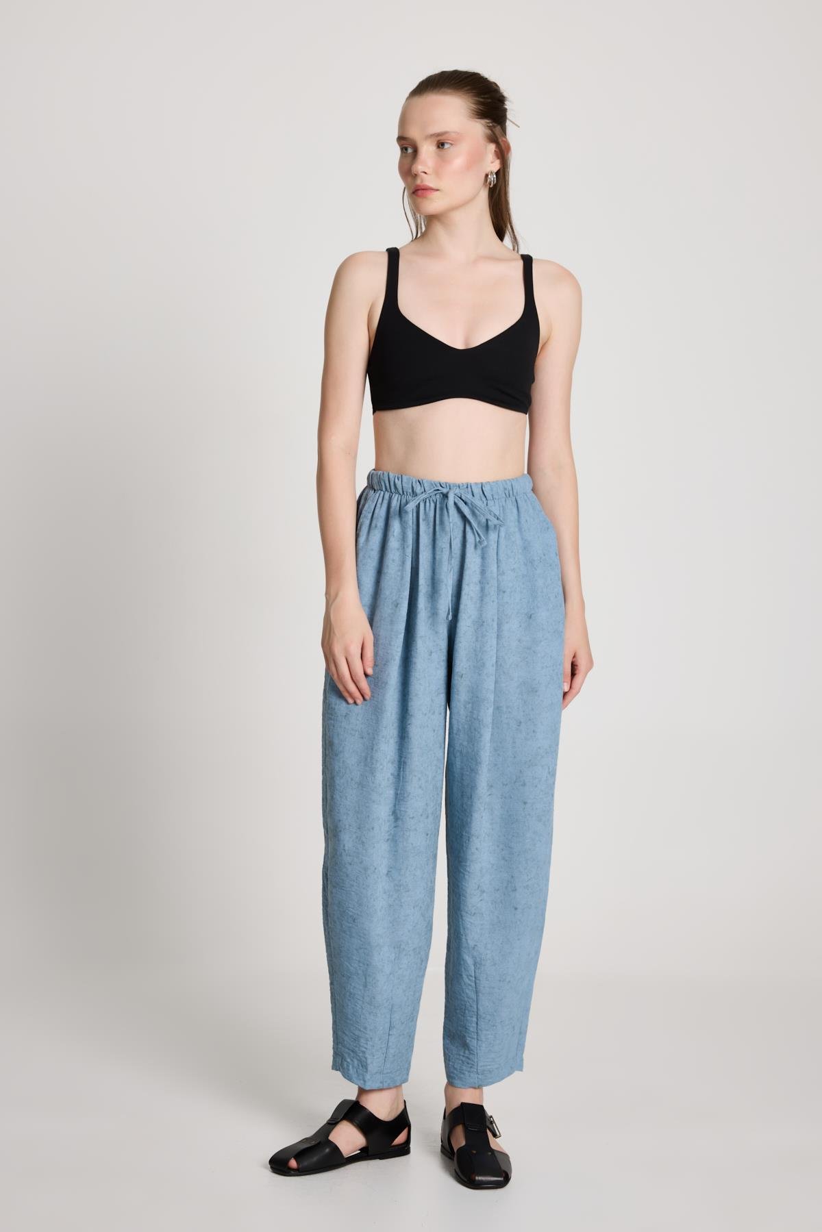 Pauline Keten Pantolon İndigo