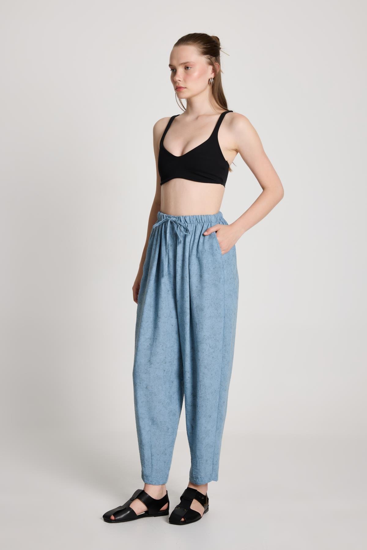 Pauline Keten Pantolon İndigo