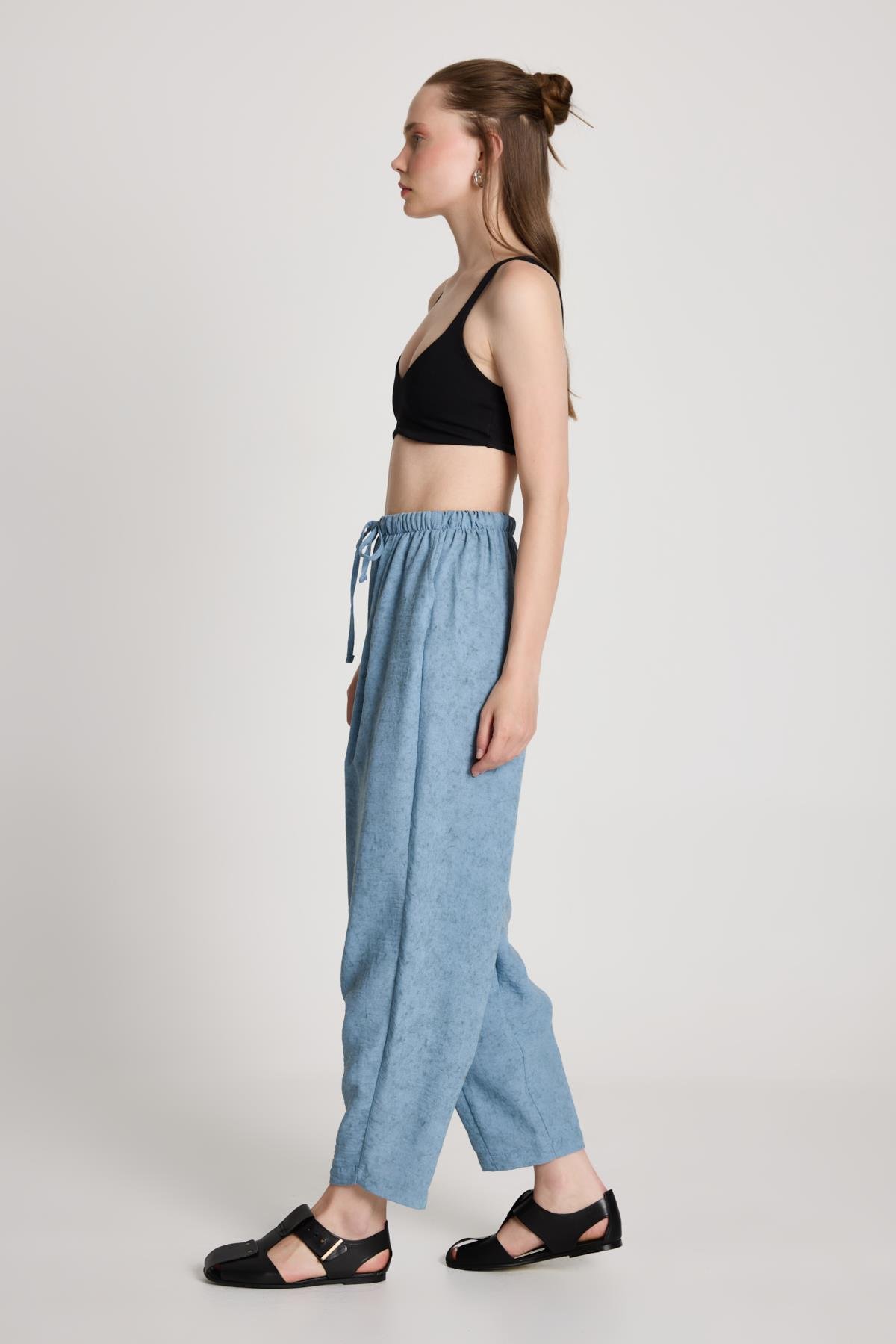 Pauline Keten Pantolon İndigo