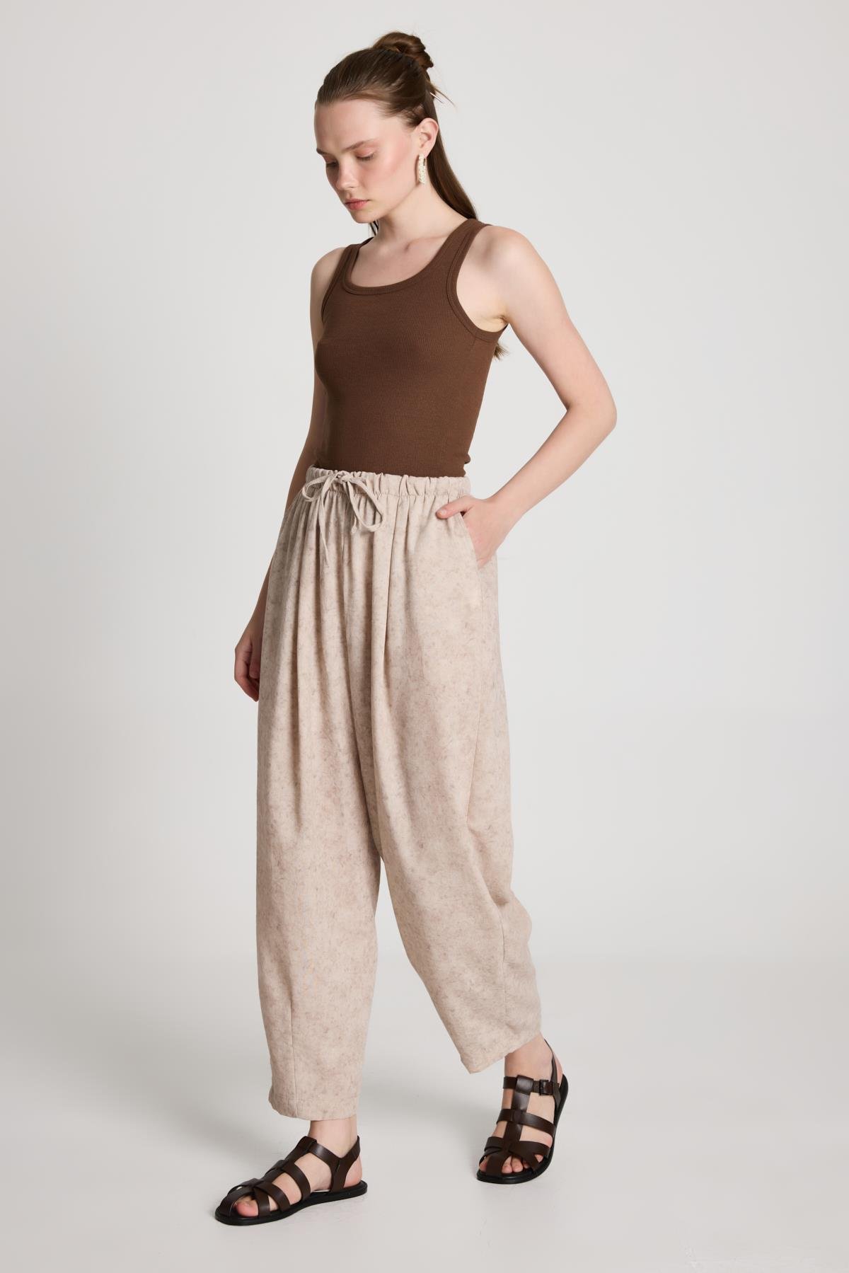 Pauline Keten Pantolon Taş