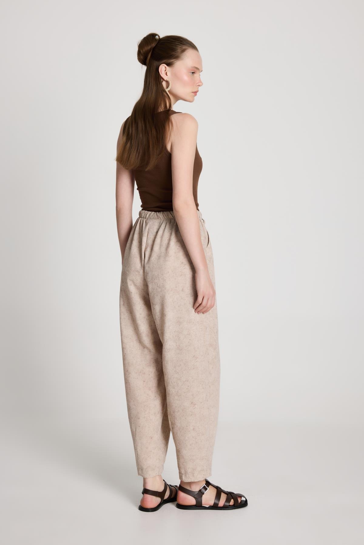 Pauline Keten Pantolon Taş