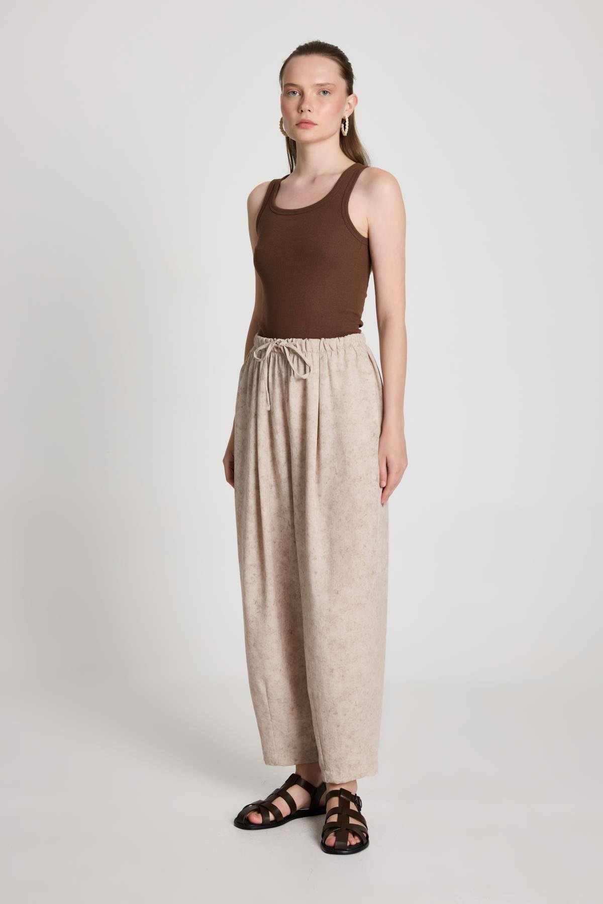 Pauline Keten Pantolon Taş