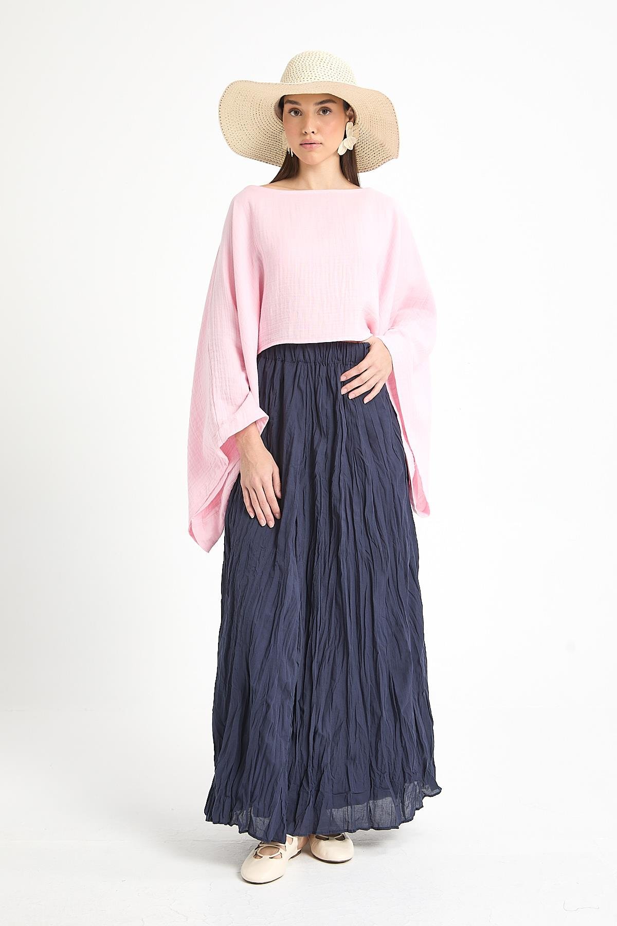 Pembe Oversize Kesim Müslin Bluz 29230