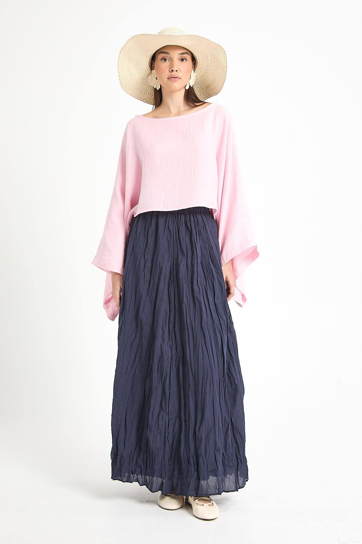 Pembe Oversize Kesim Müslin Bluz 29230