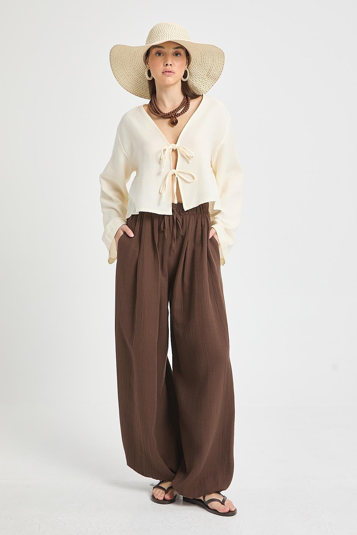 Percy Müslin Pantolon Kahve