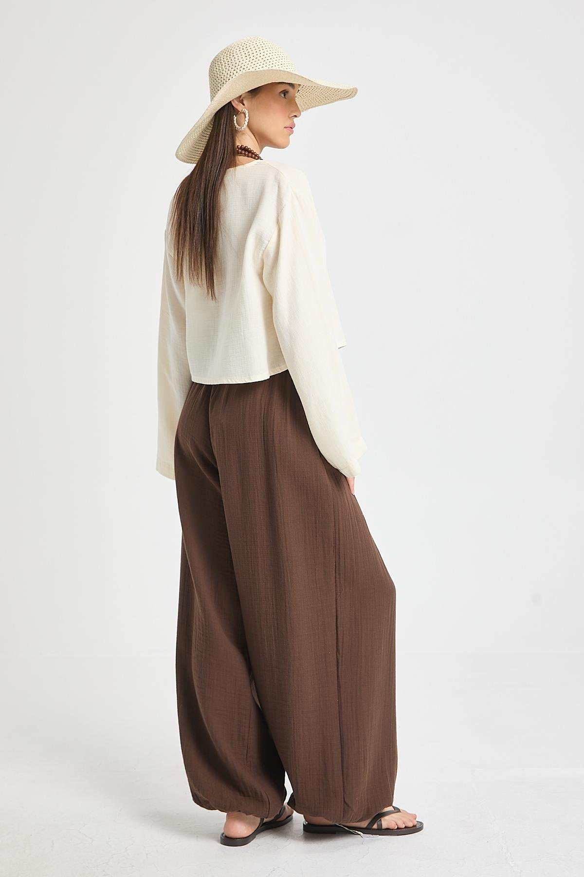 Percy Müslin Pantolon Kahve