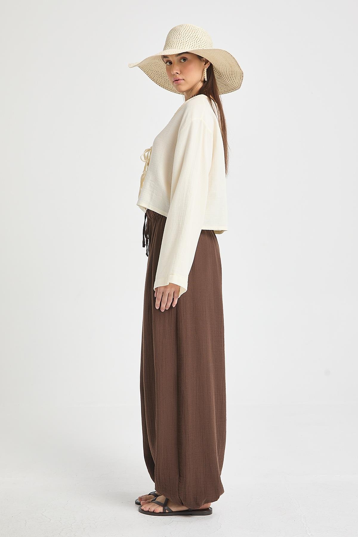 Percy Müslin Pantolon Kahve