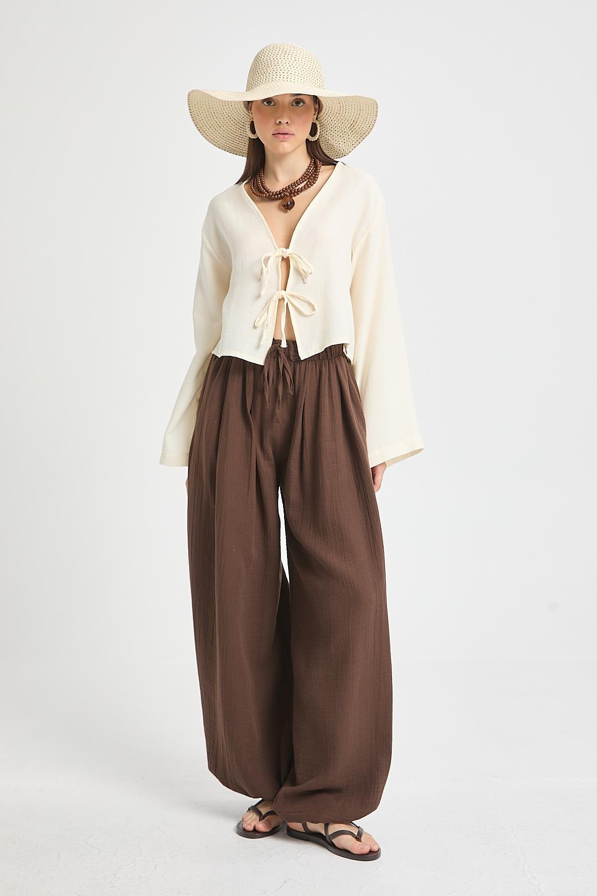 Percy Müslin Pantolon Kahve