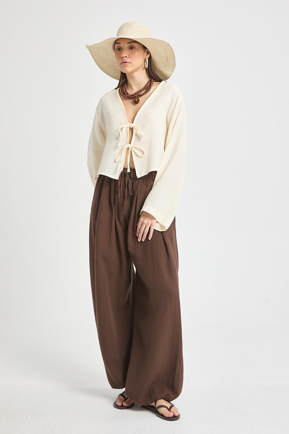 Percy Müslin Pantolon Kahve