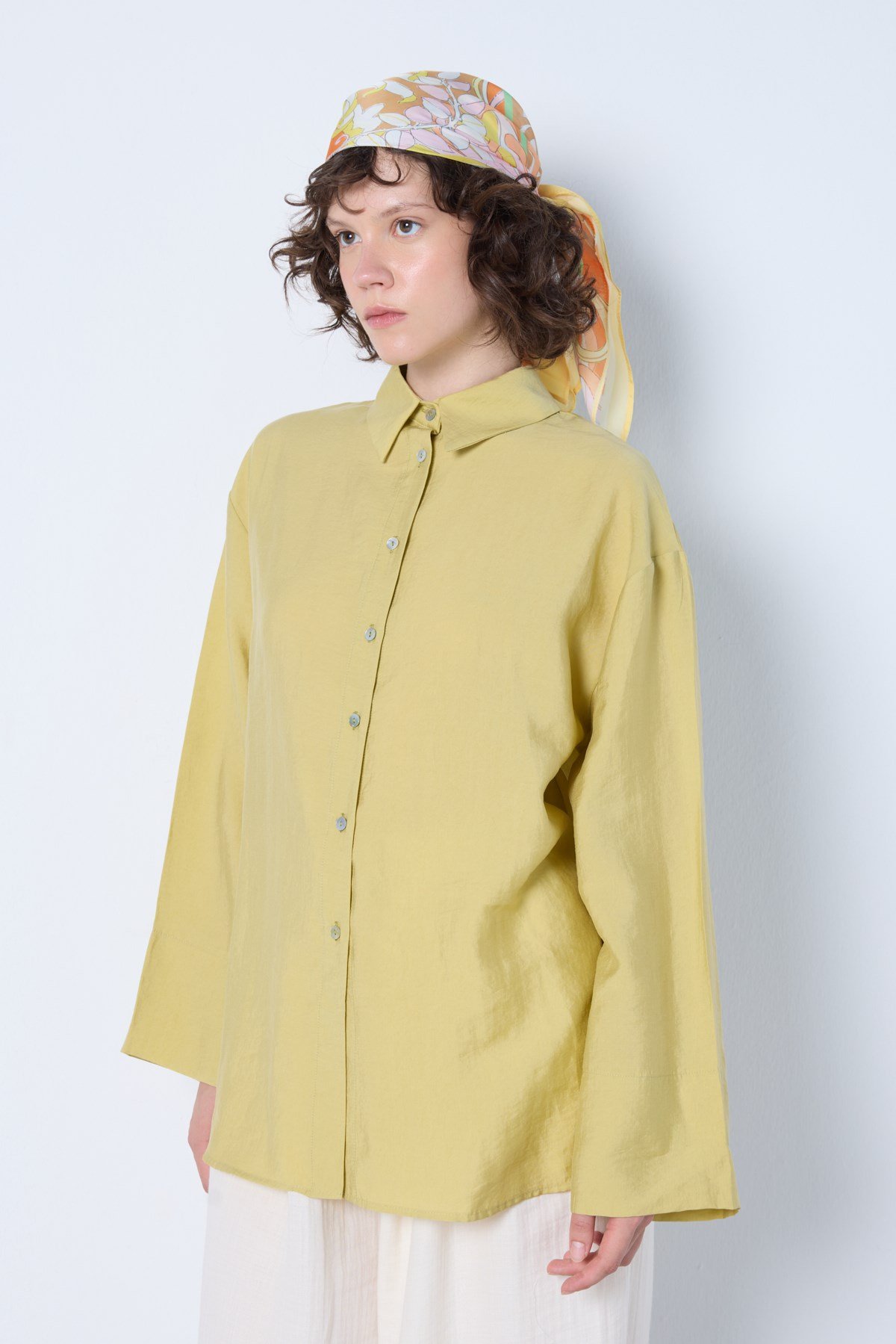 Premium Tencel Gömlek Yağ Yeşili