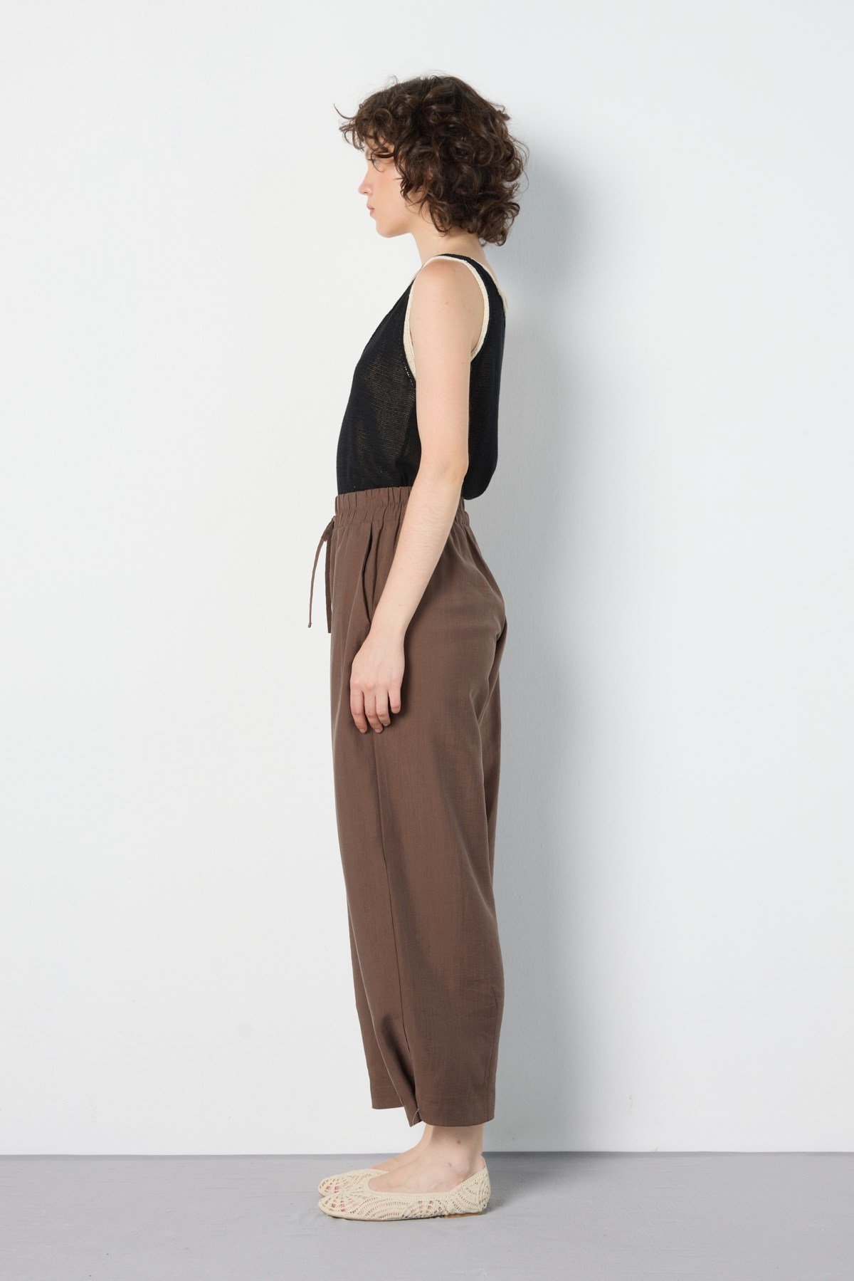 Premium Tencel Pantolon Kahverengi