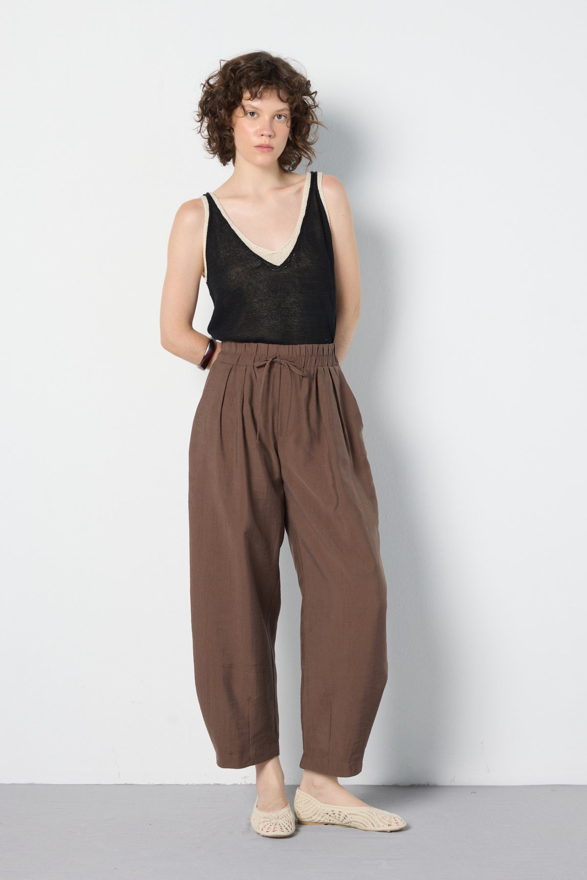 Premium Tencel Pantolon Kahverengi