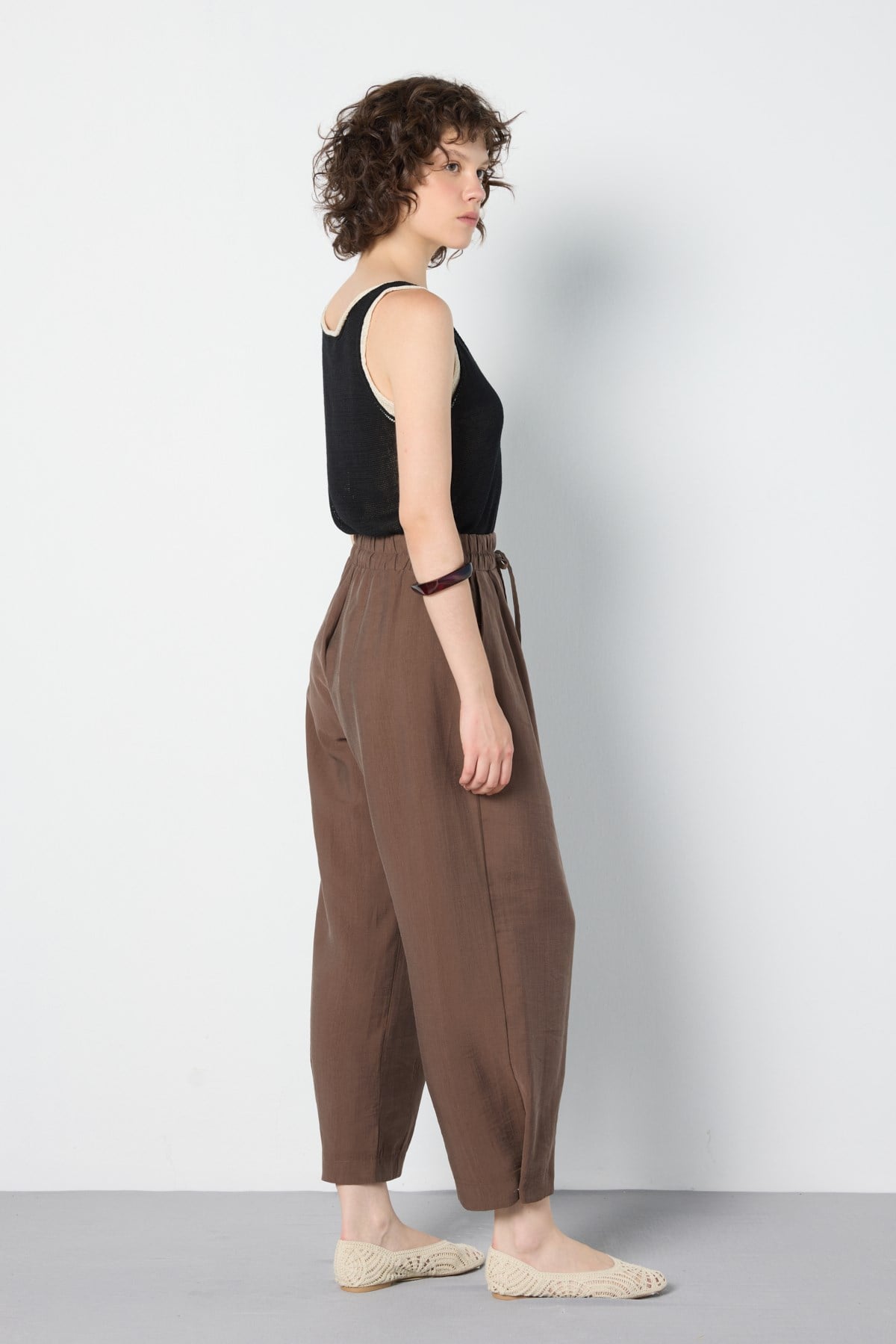 Premium Tencel Pantolon Kahverengi