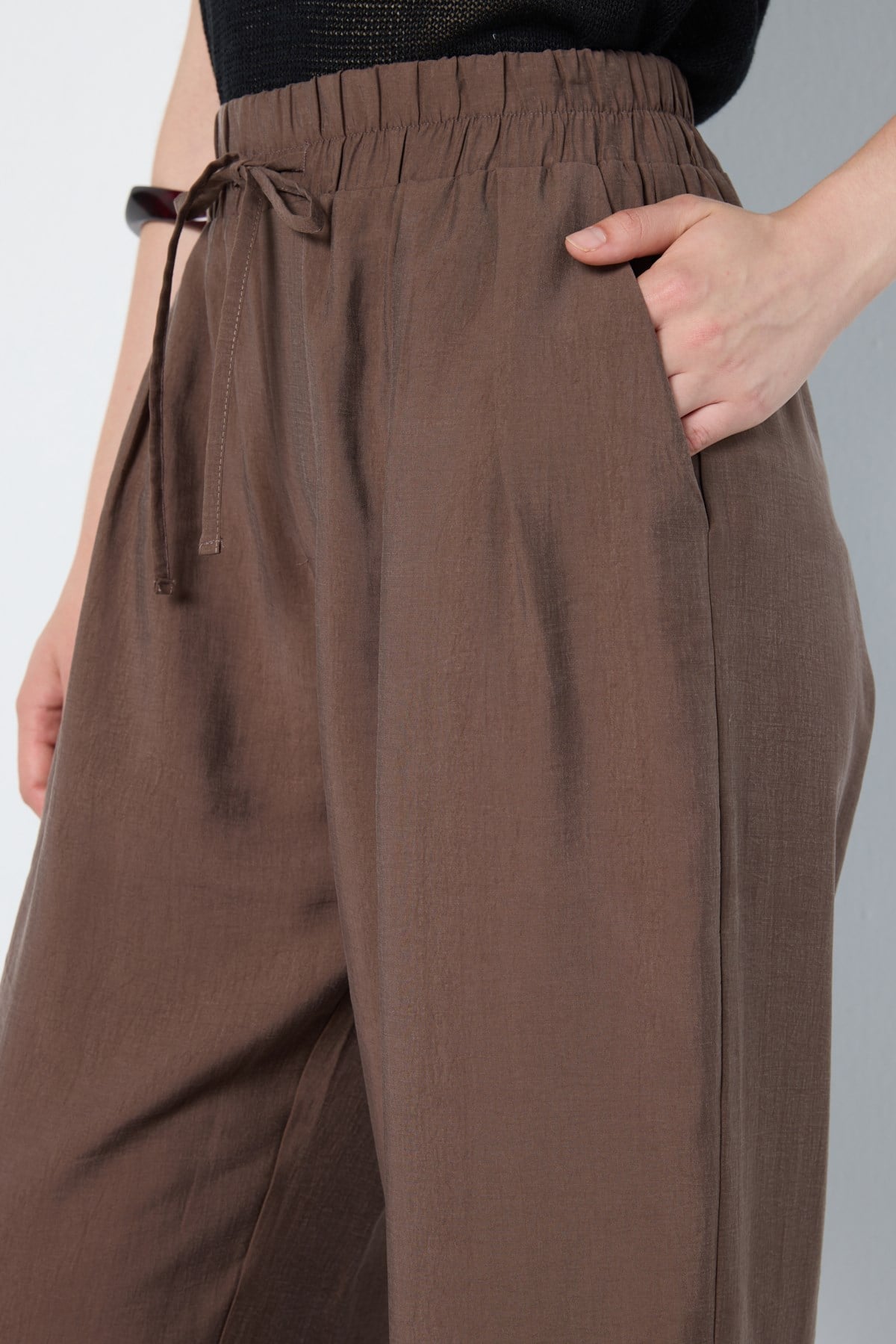 Premium Tencel Pantolon Kahverengi