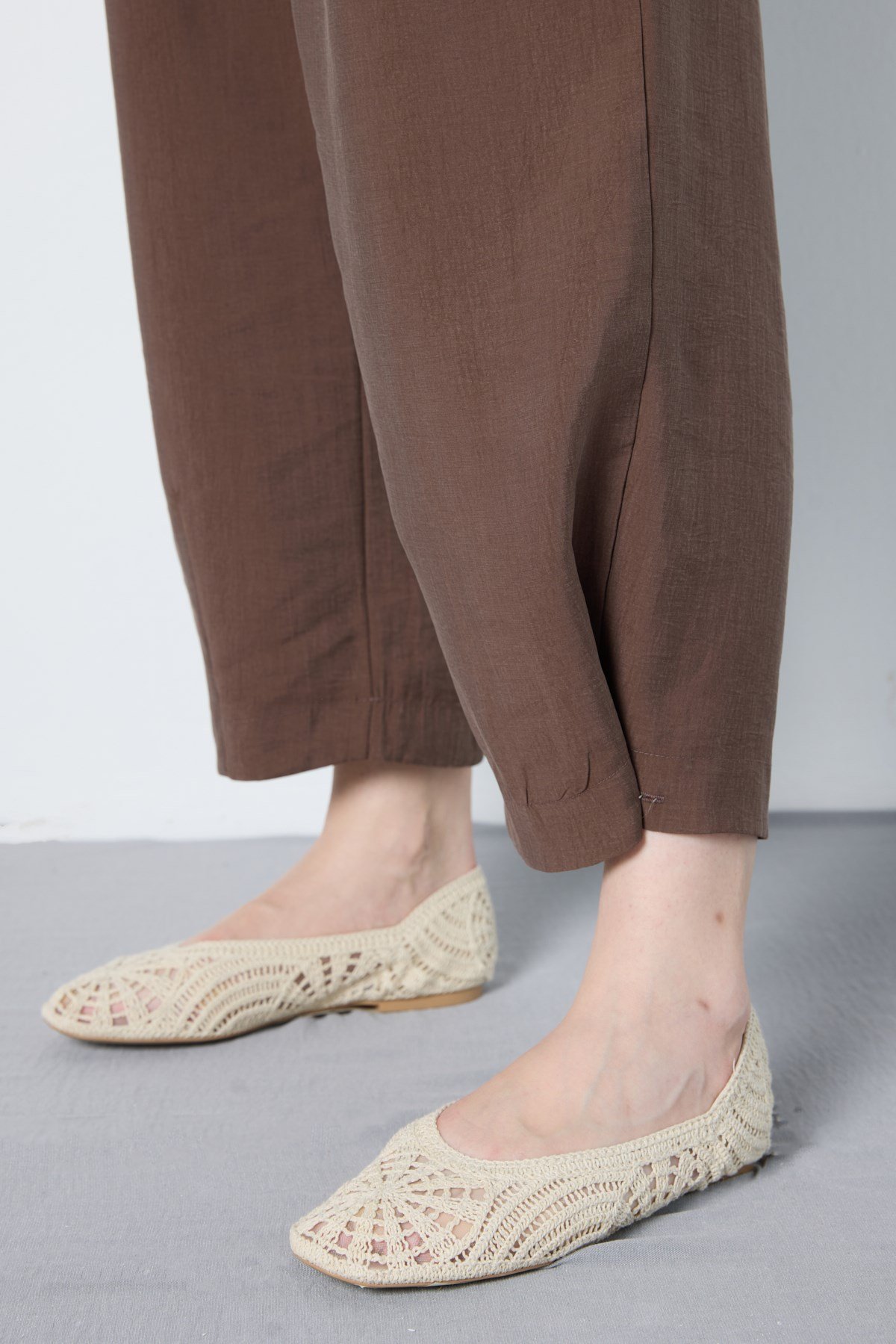 Premium Tencel Pantolon Kahverengi