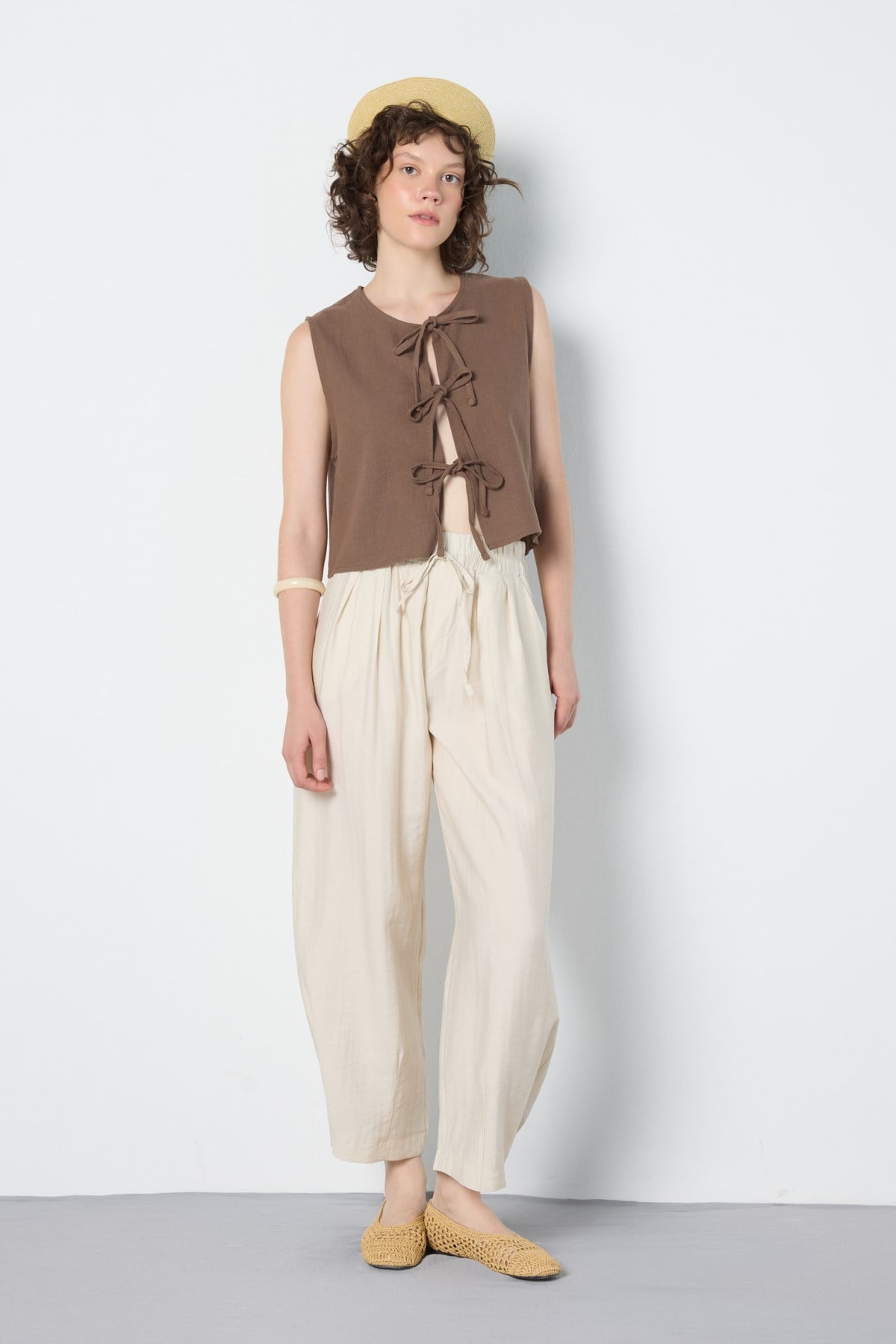 Premium Tencel Pantolon Taş