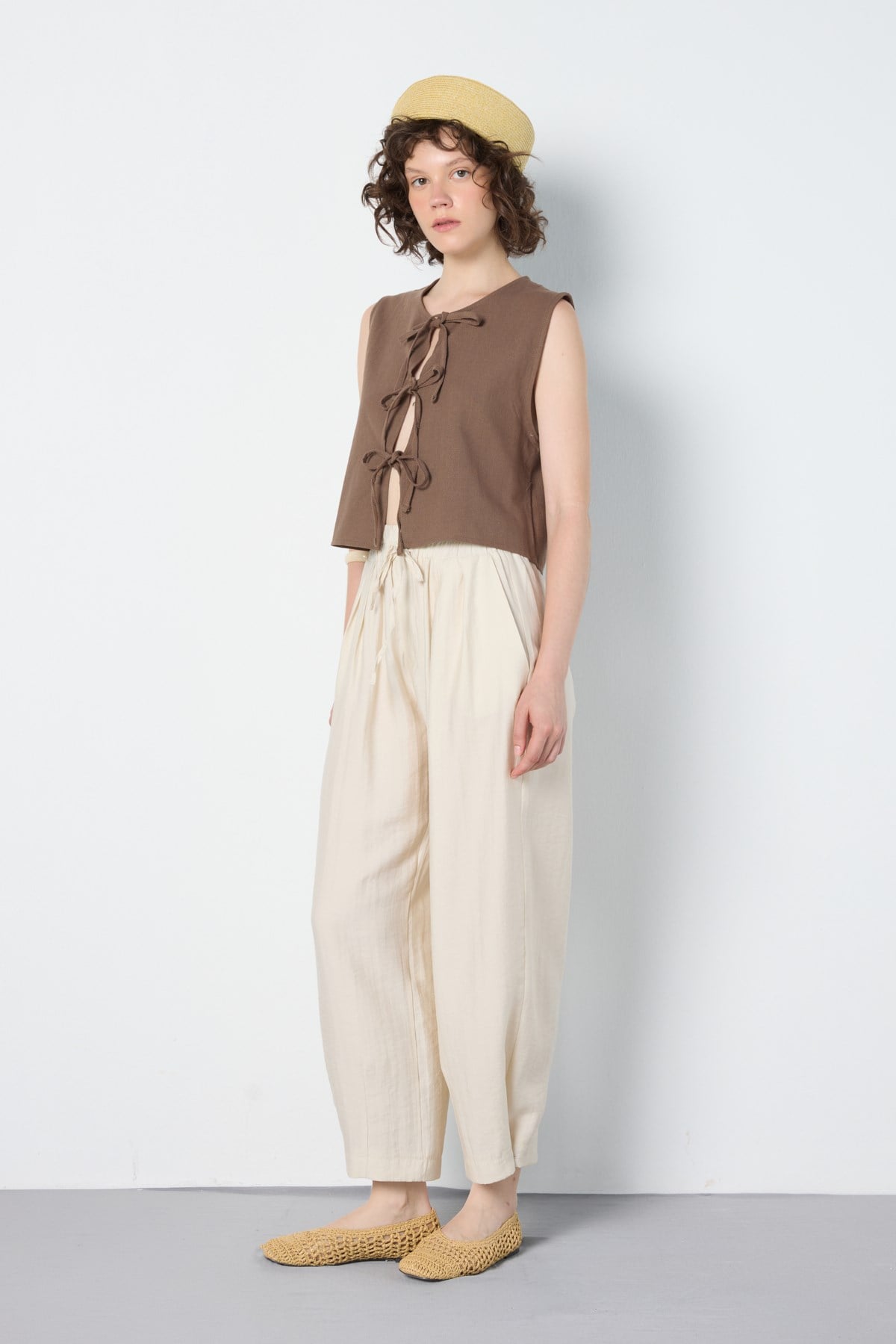 Premium Tencel Pantolon Taş