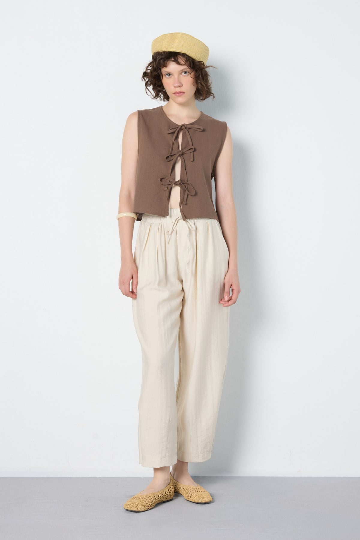 Premium Tencel Pantolon Taş