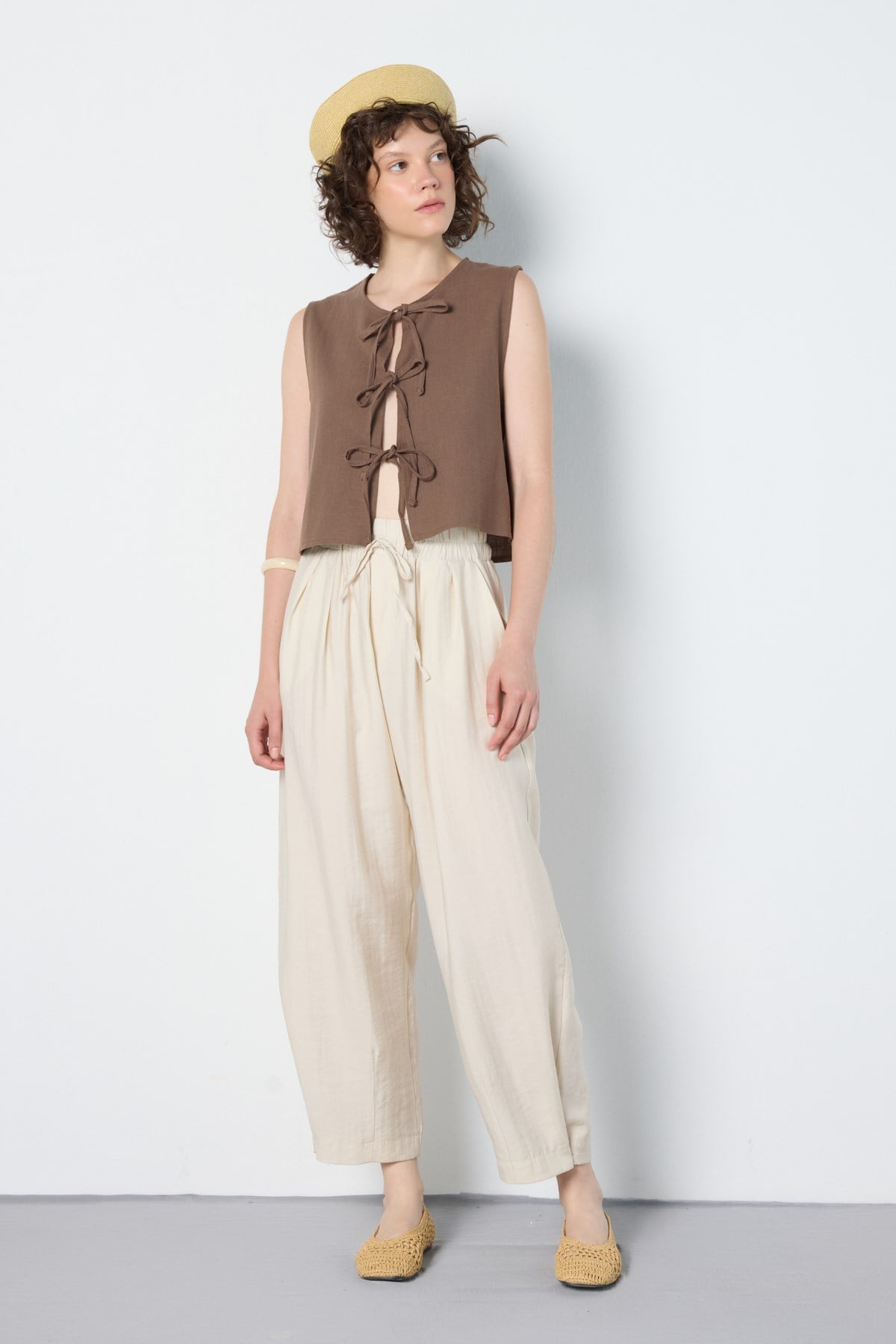 Premium Tencel Pantolon Taş