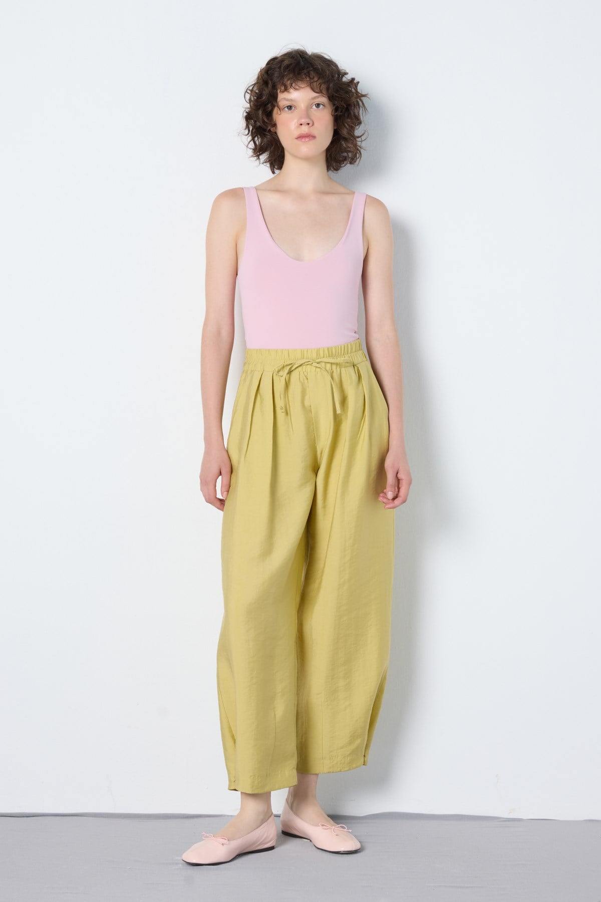 Premium Tencel Pantolon Yağ Yeşili