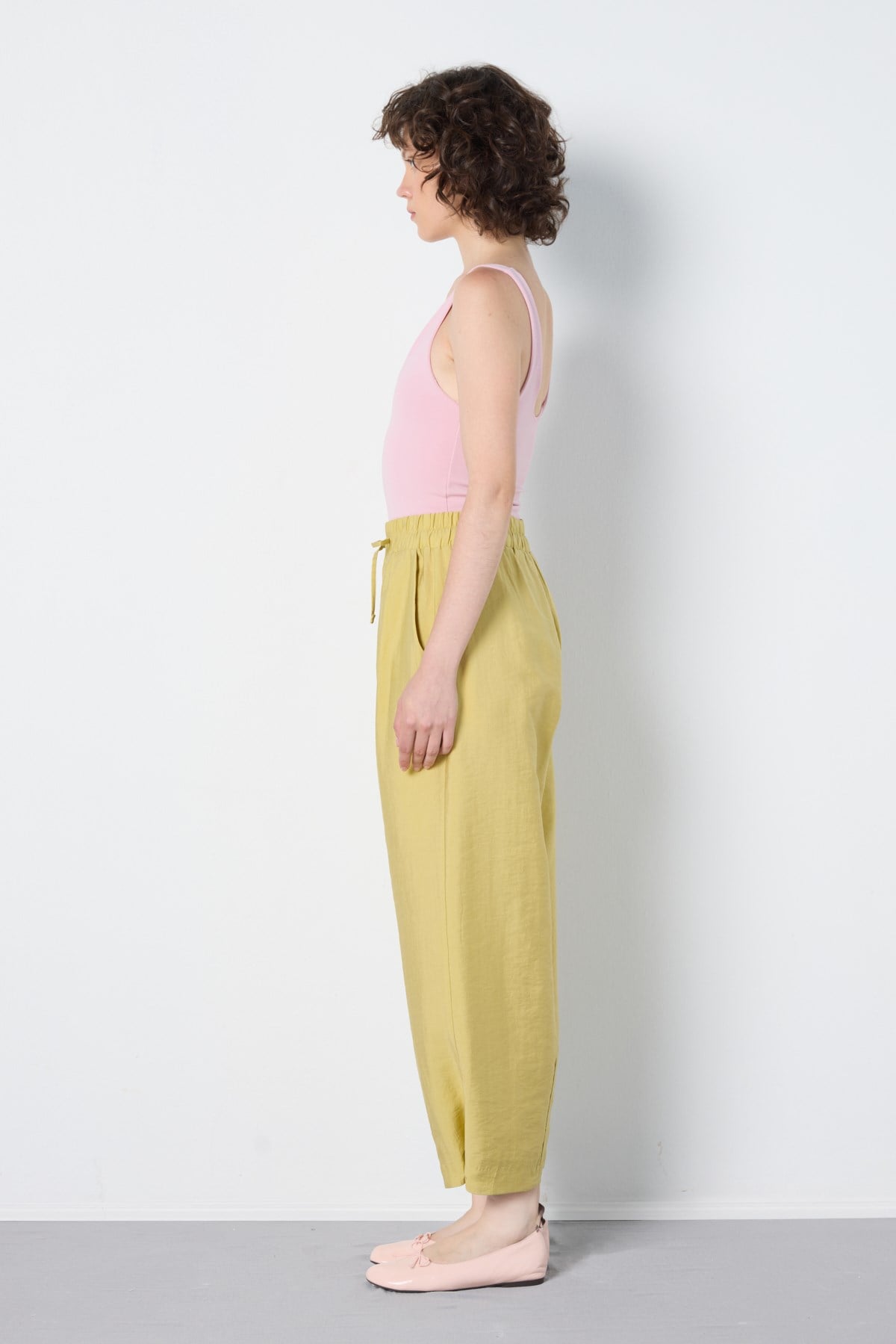 Premium Tencel Pantolon Yağ Yeşili