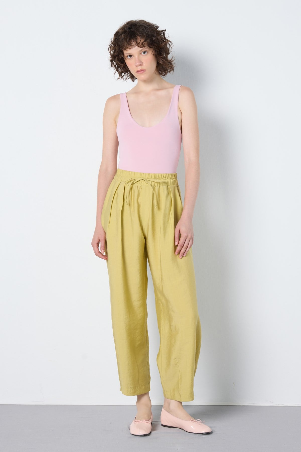 Premium Tencel Pantolon Yağ Yeşili