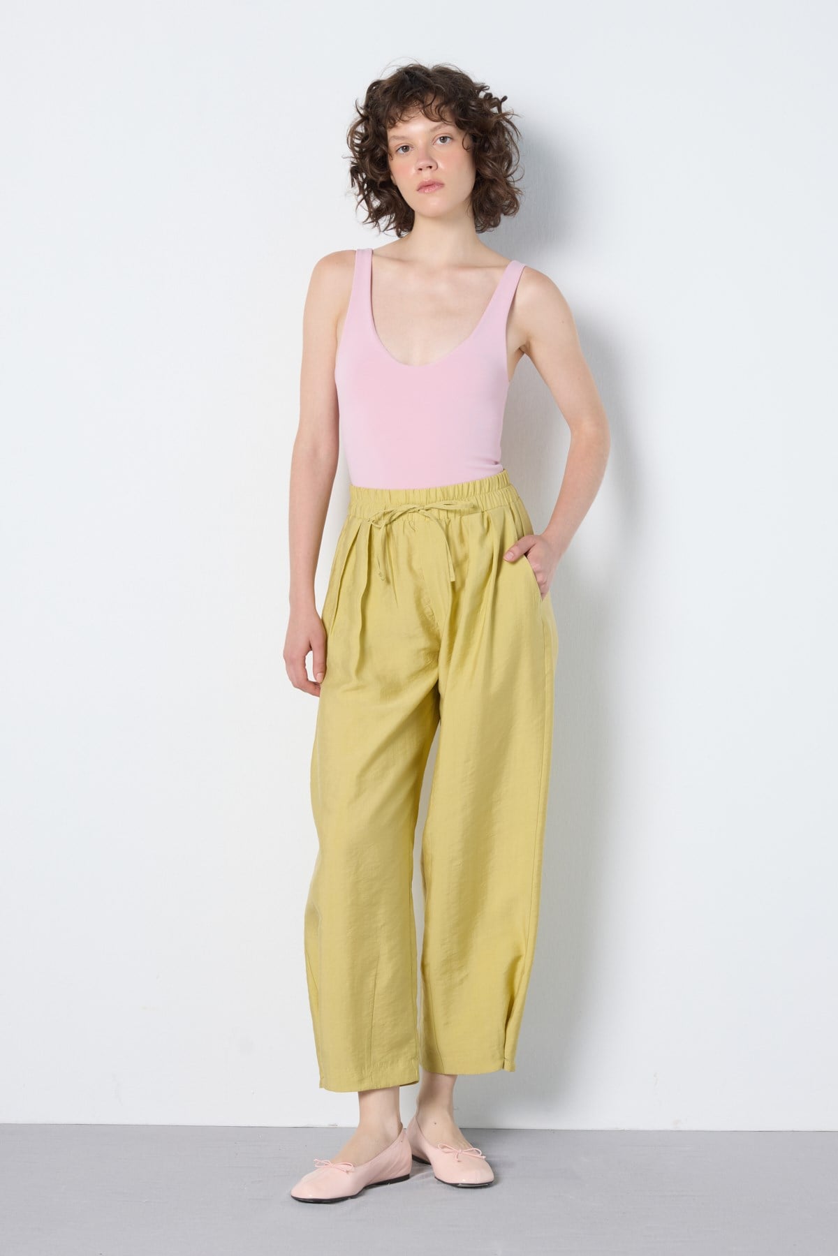 Premium Tencel Pantolon Yağ Yeşili