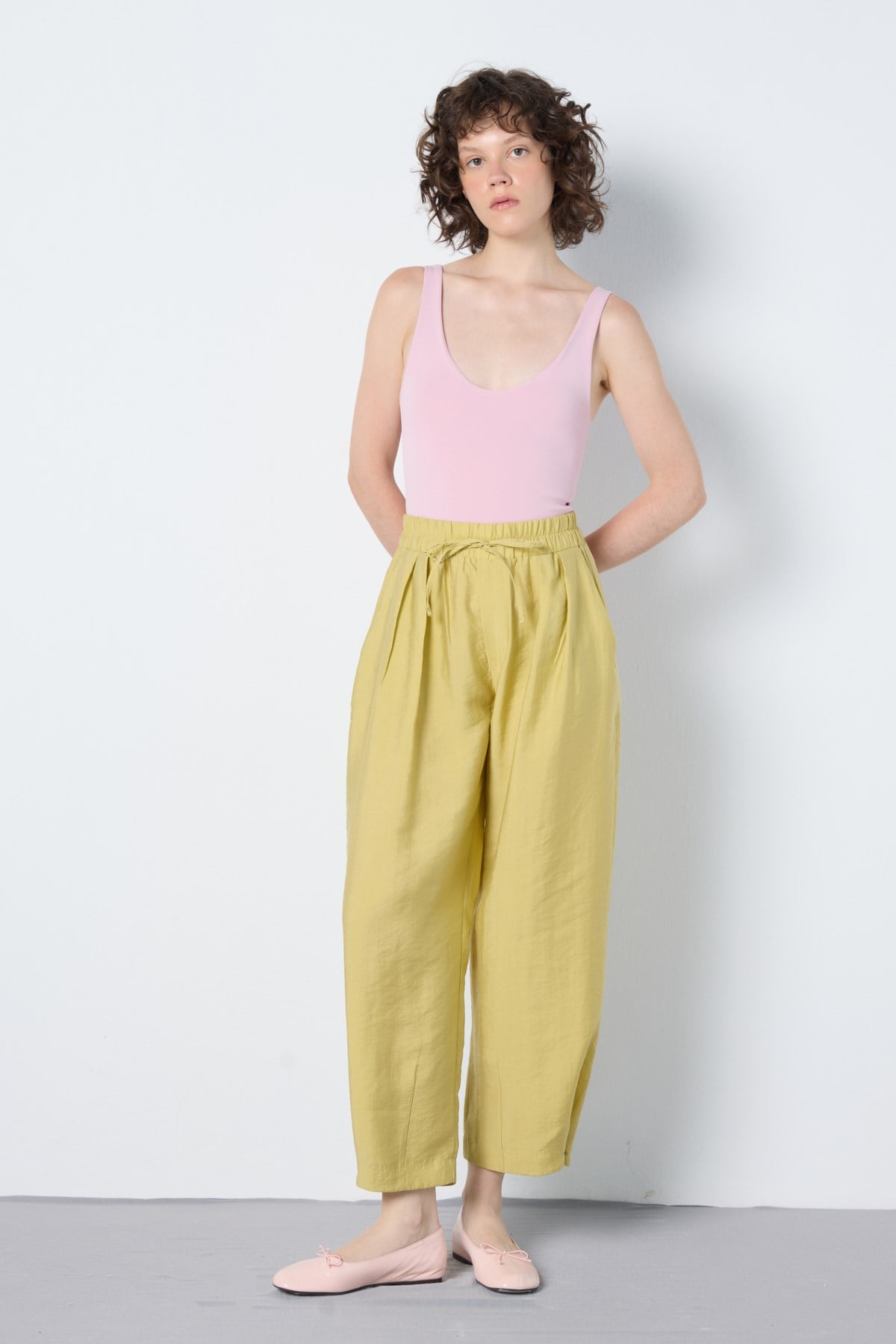 Premium Tencel Pantolon Yağ Yeşili