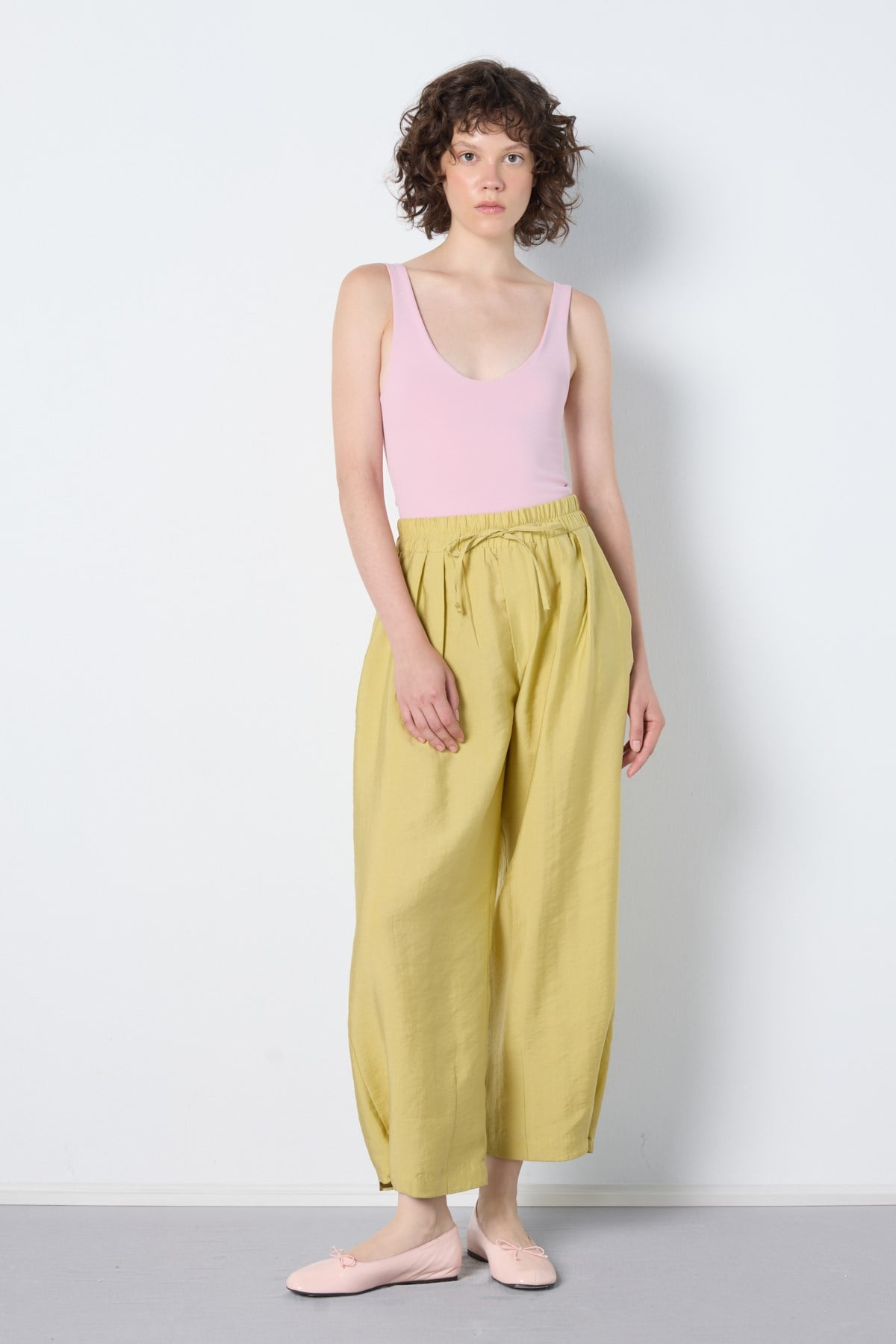 Premium Tencel Pantolon Yağ Yeşili