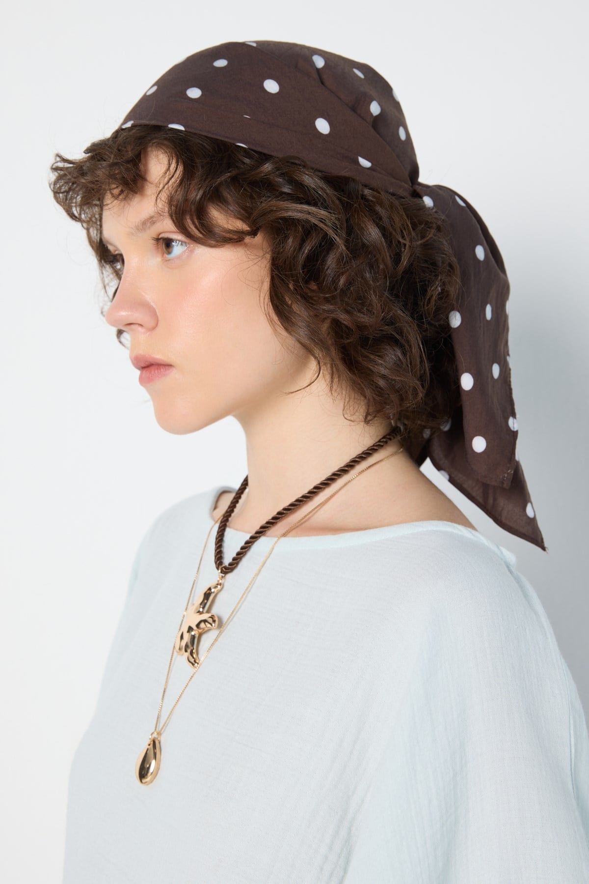 Puantiye Bandana Kahverengi