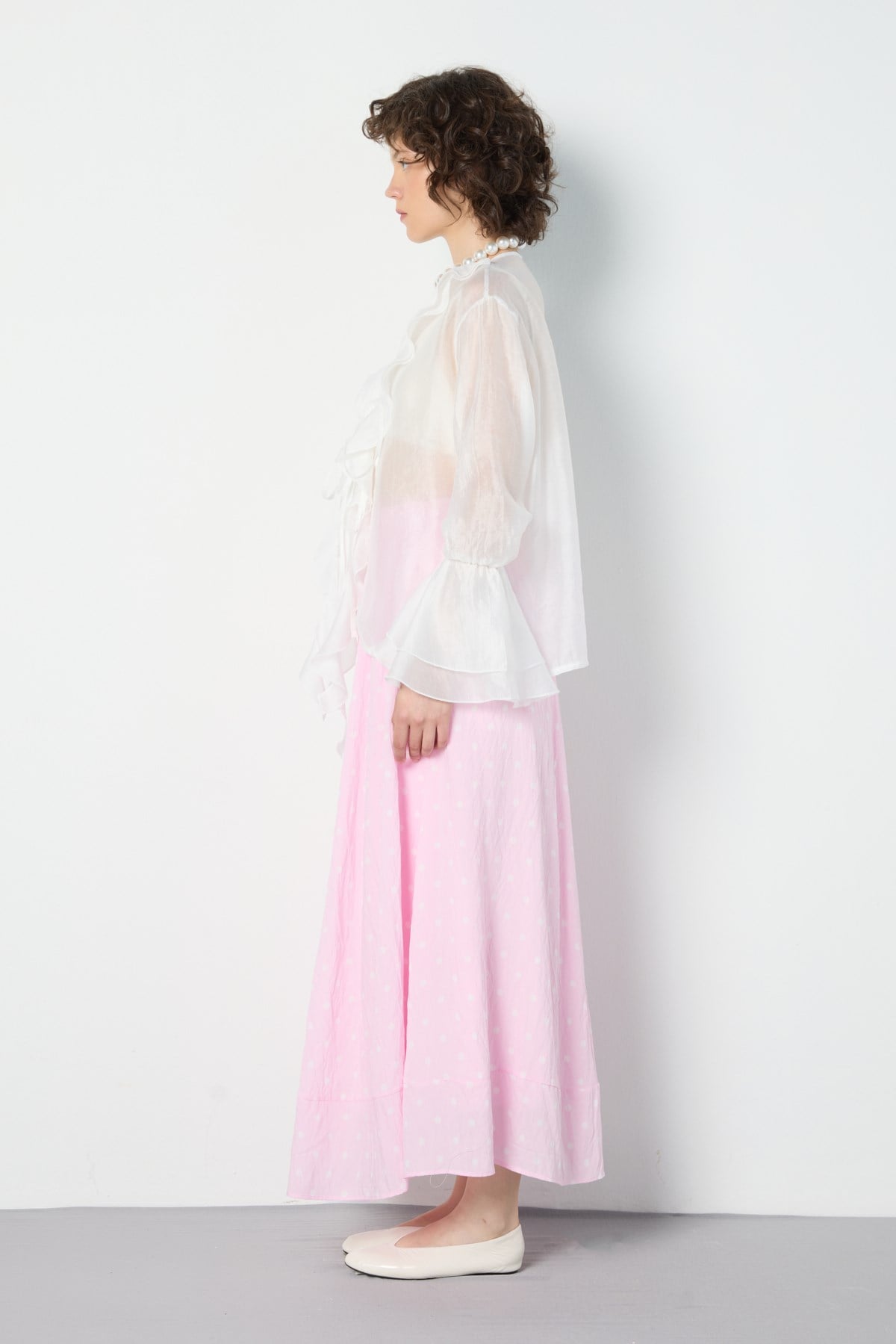 Puantiyeli  Etek Pembe