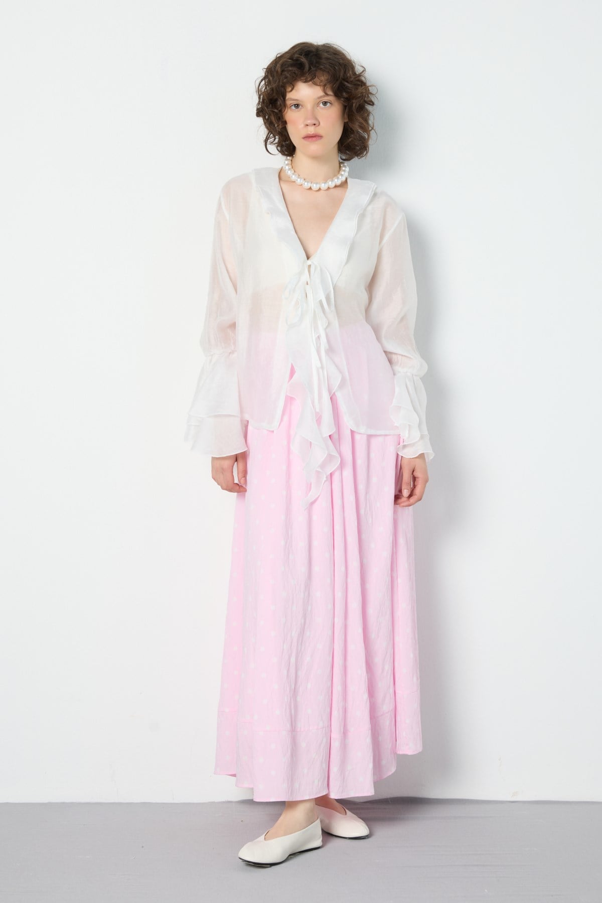 Puantiyeli  Etek Pembe