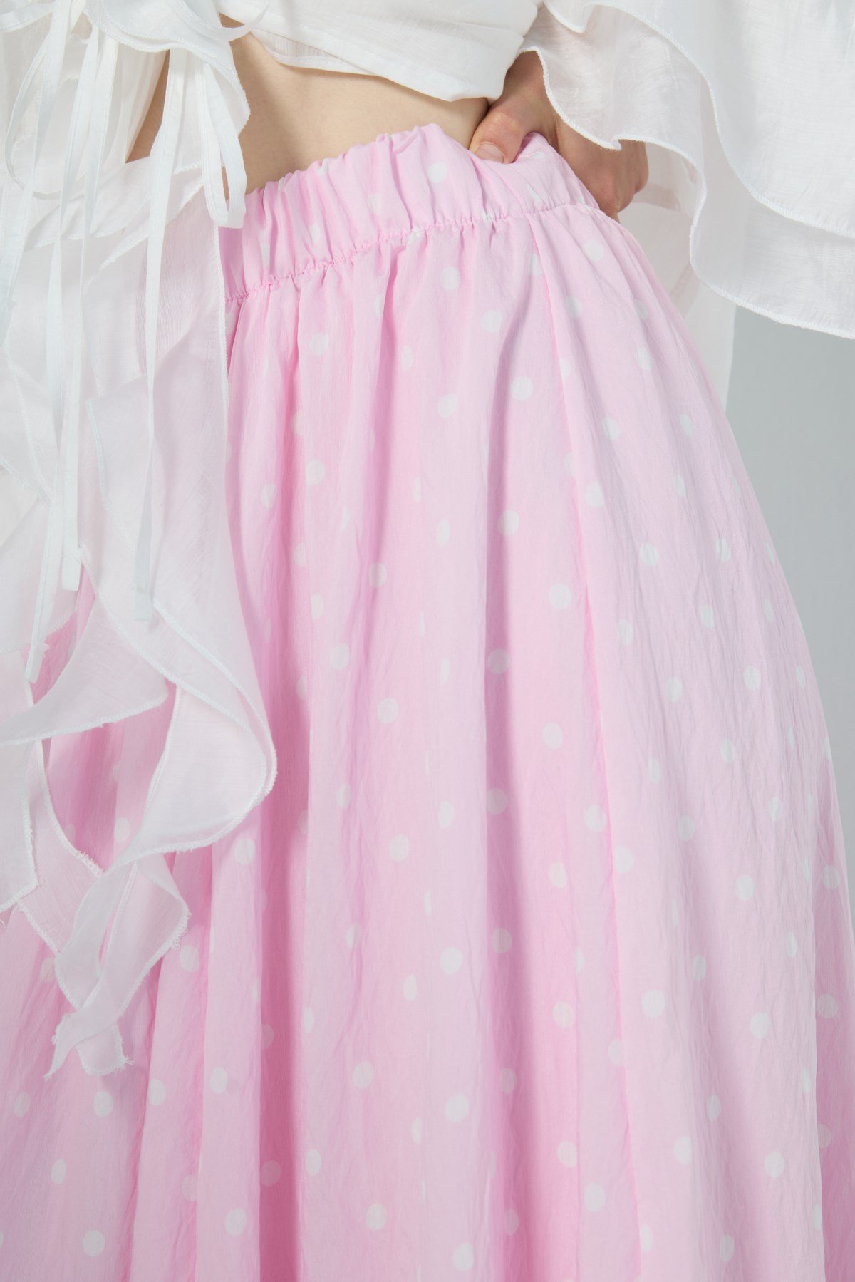 Puantiyeli  Etek Pembe