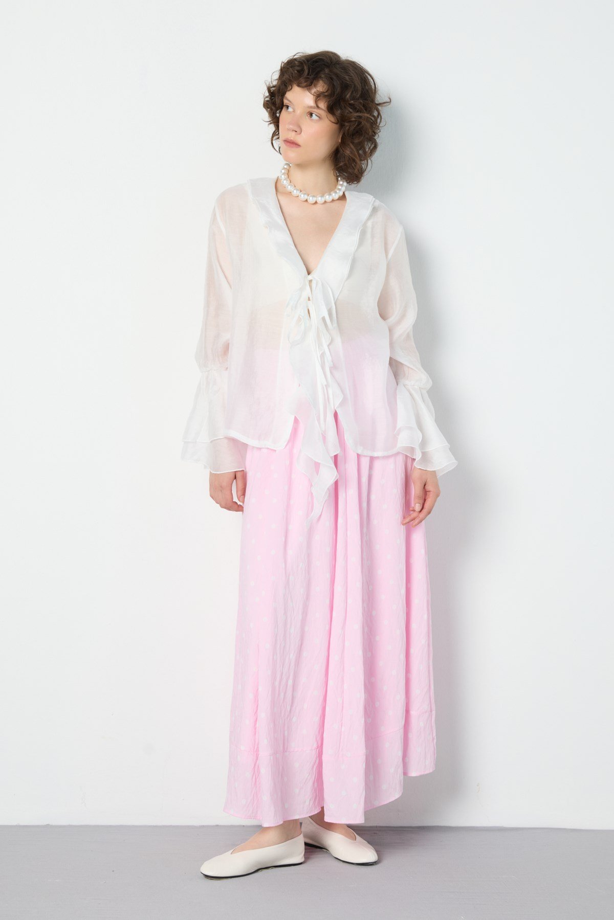 Puantiyeli  Etek Pembe