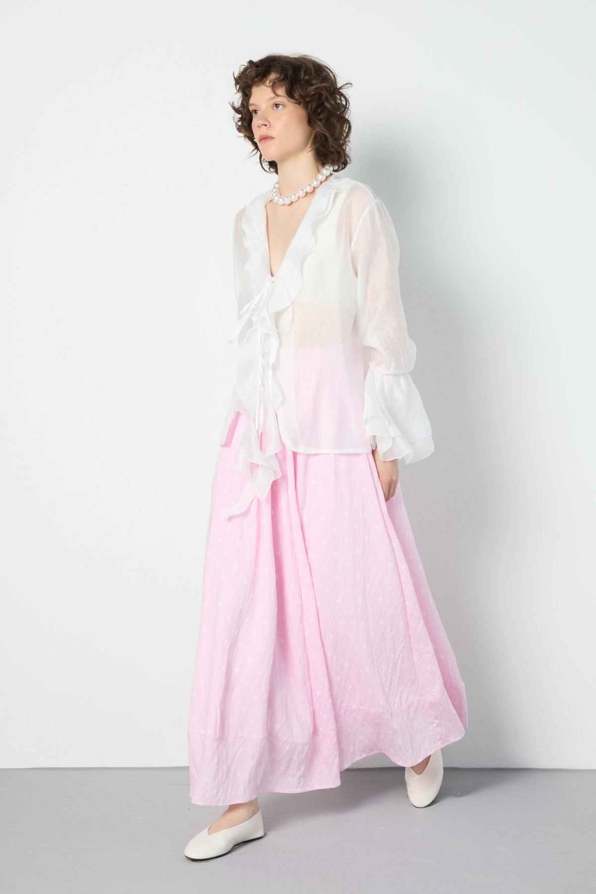 Puantiyeli  Etek Pembe