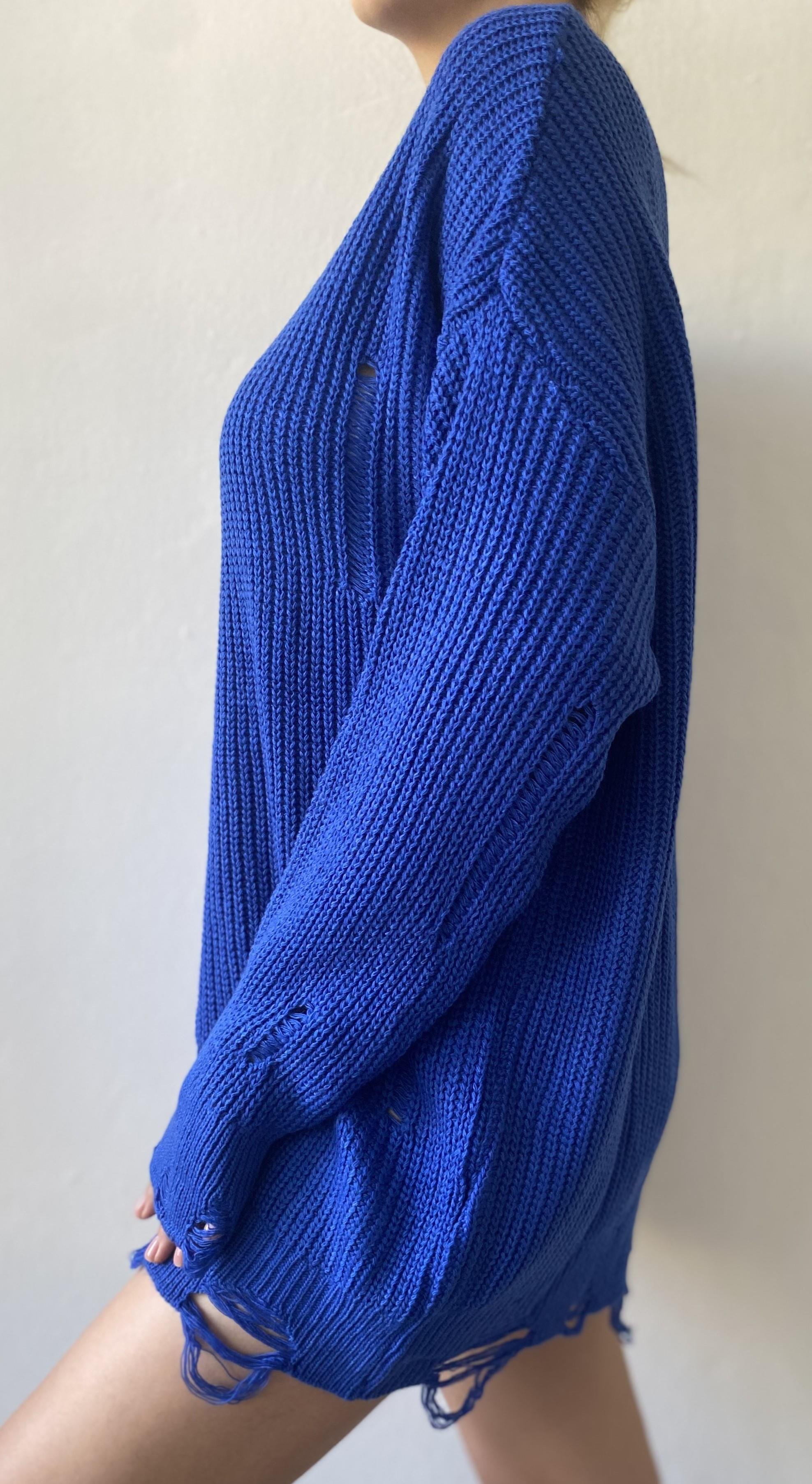 Saks Uzun Yırtıklı Oversize Triko Kazak 26031