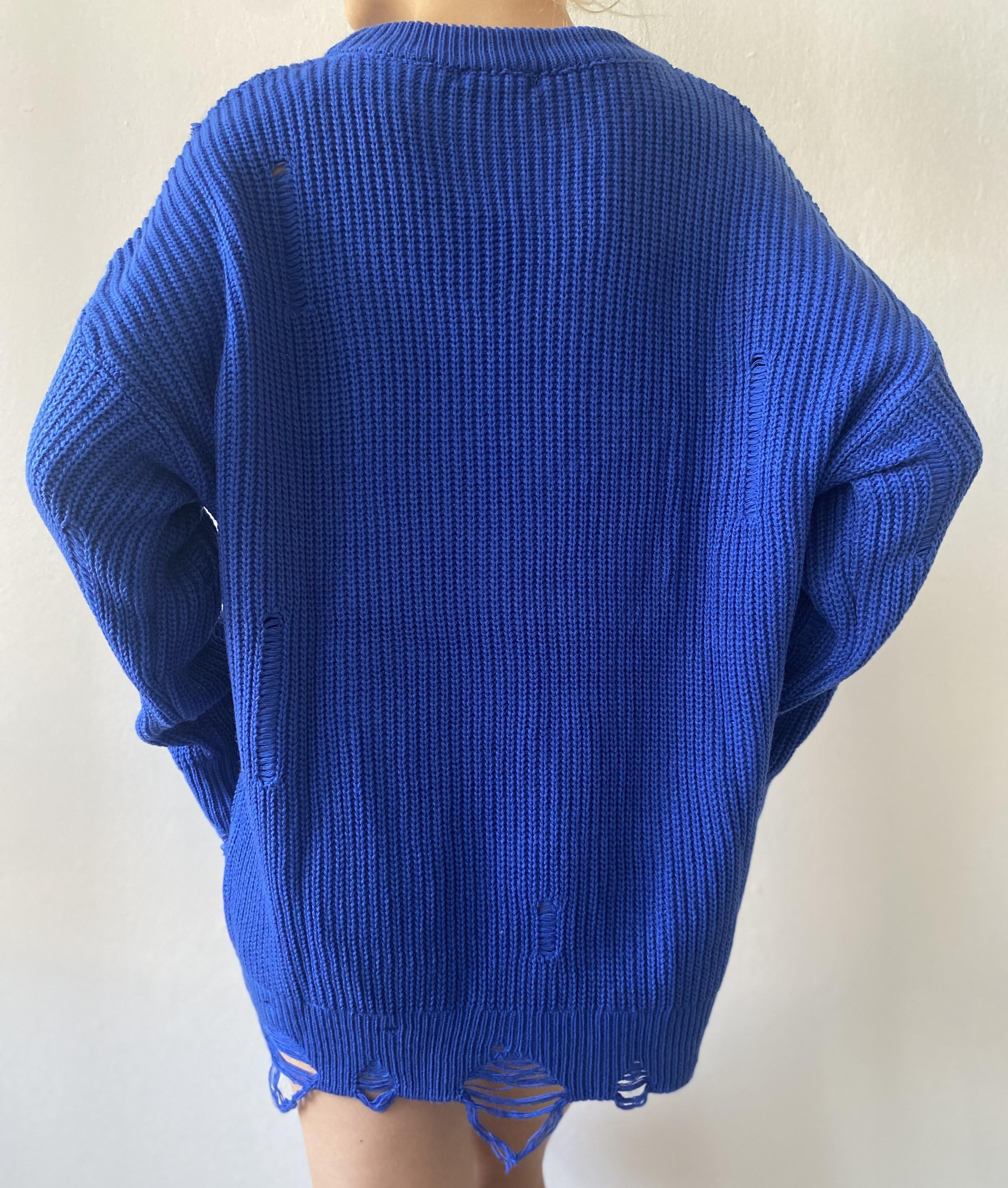 Saks Uzun Yırtıklı Oversize Triko Kazak 26031