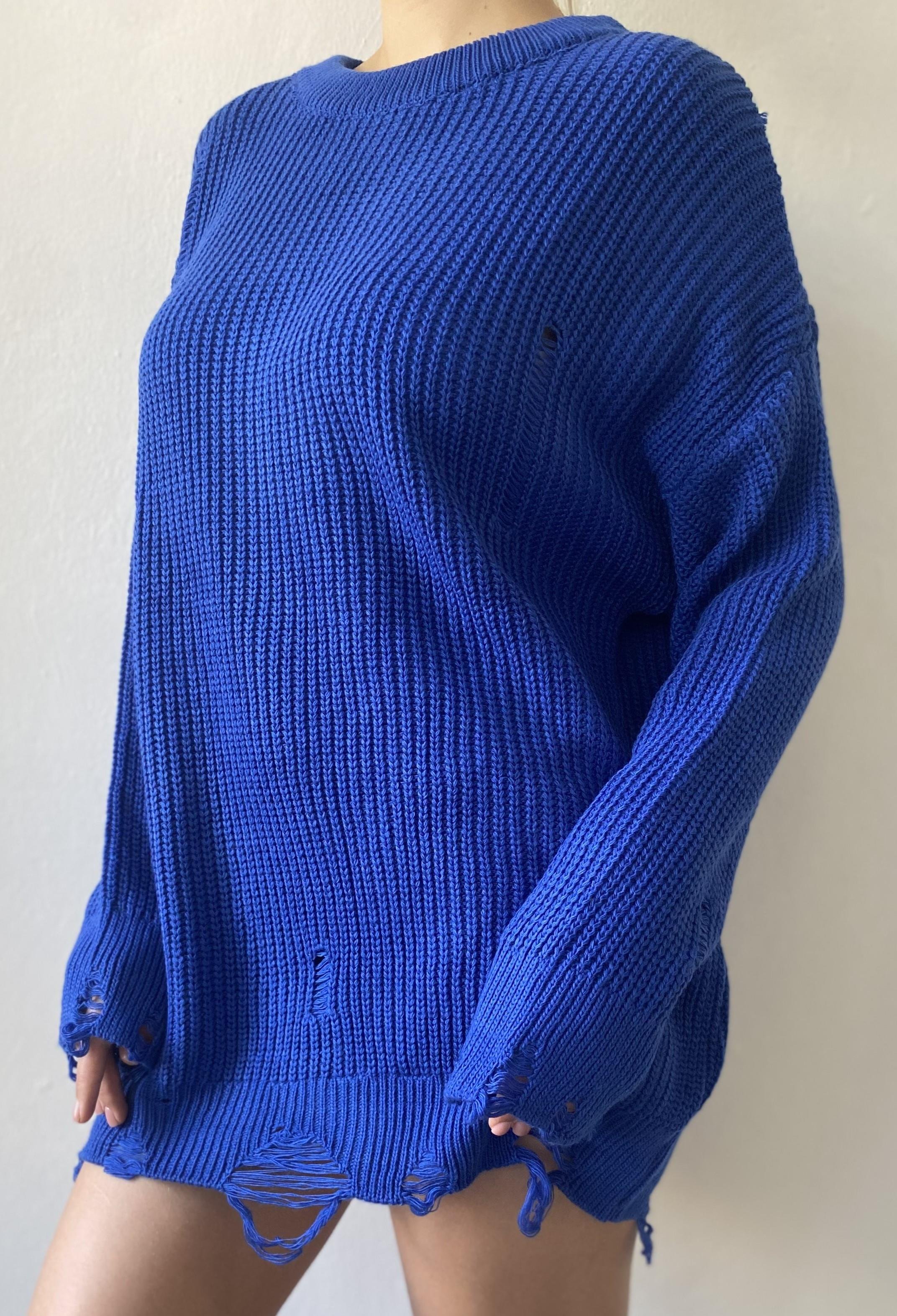 Saks Uzun Yırtıklı Oversize Triko Kazak 26031