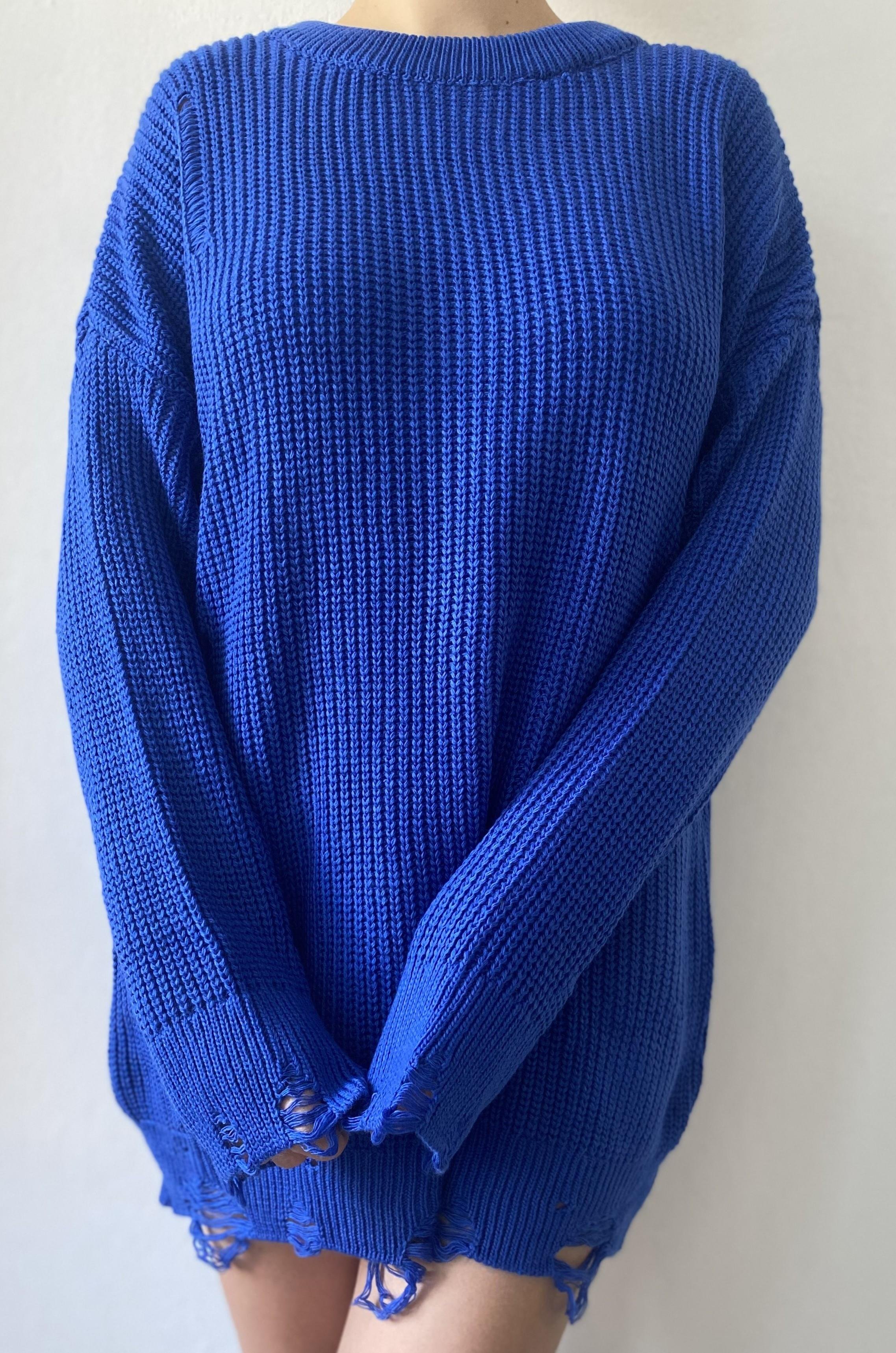 Saks Uzun Yırtıklı Oversize Triko Kazak 26031