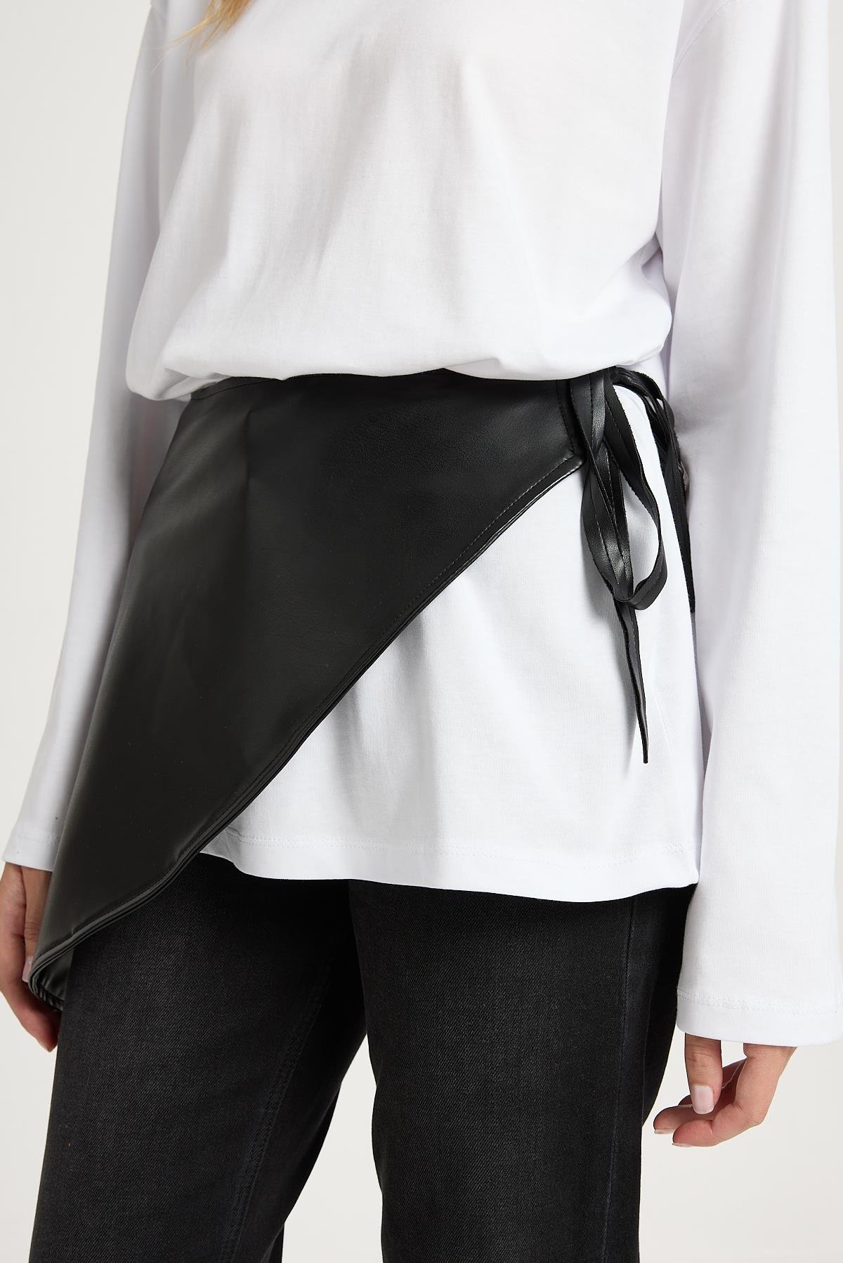 Siyah Deri Bağlamalı Bel Aksesuar 30026