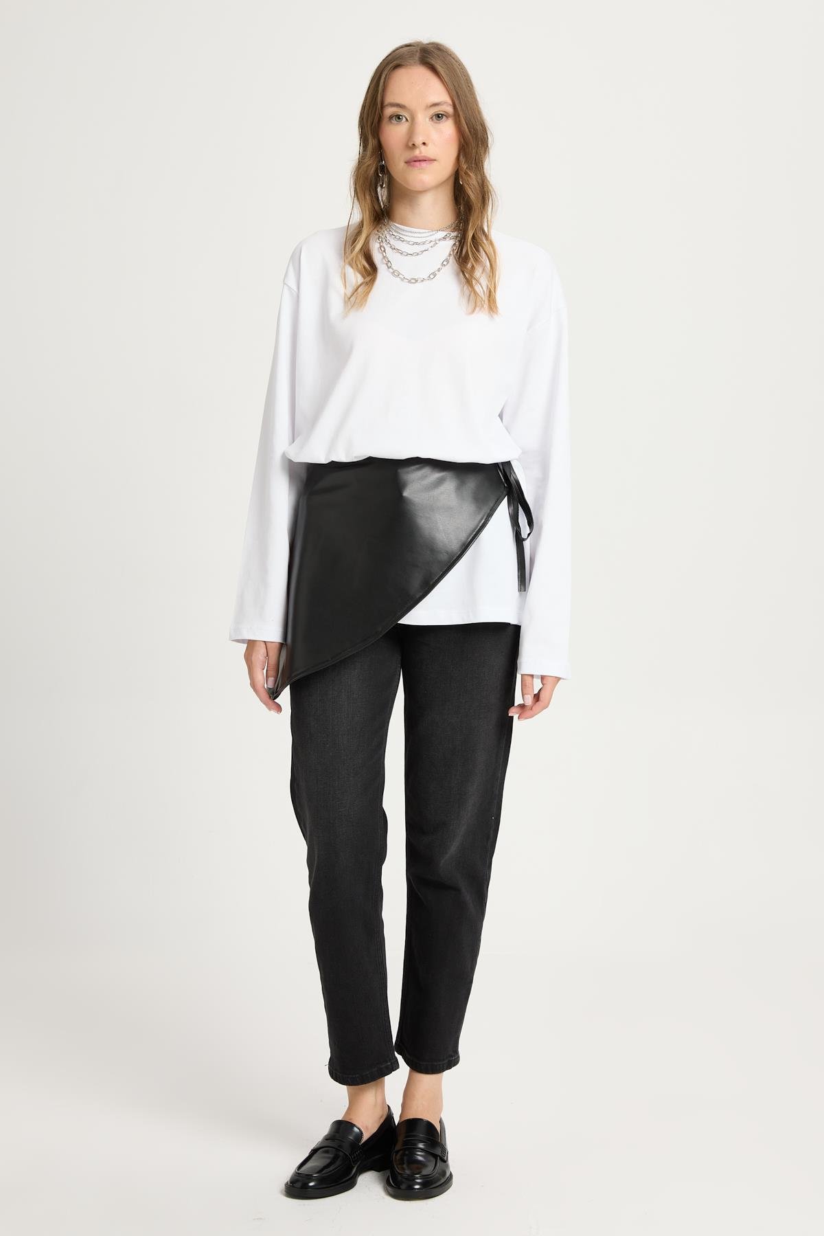 Siyah Deri Bağlamalı Bel Aksesuar 30026