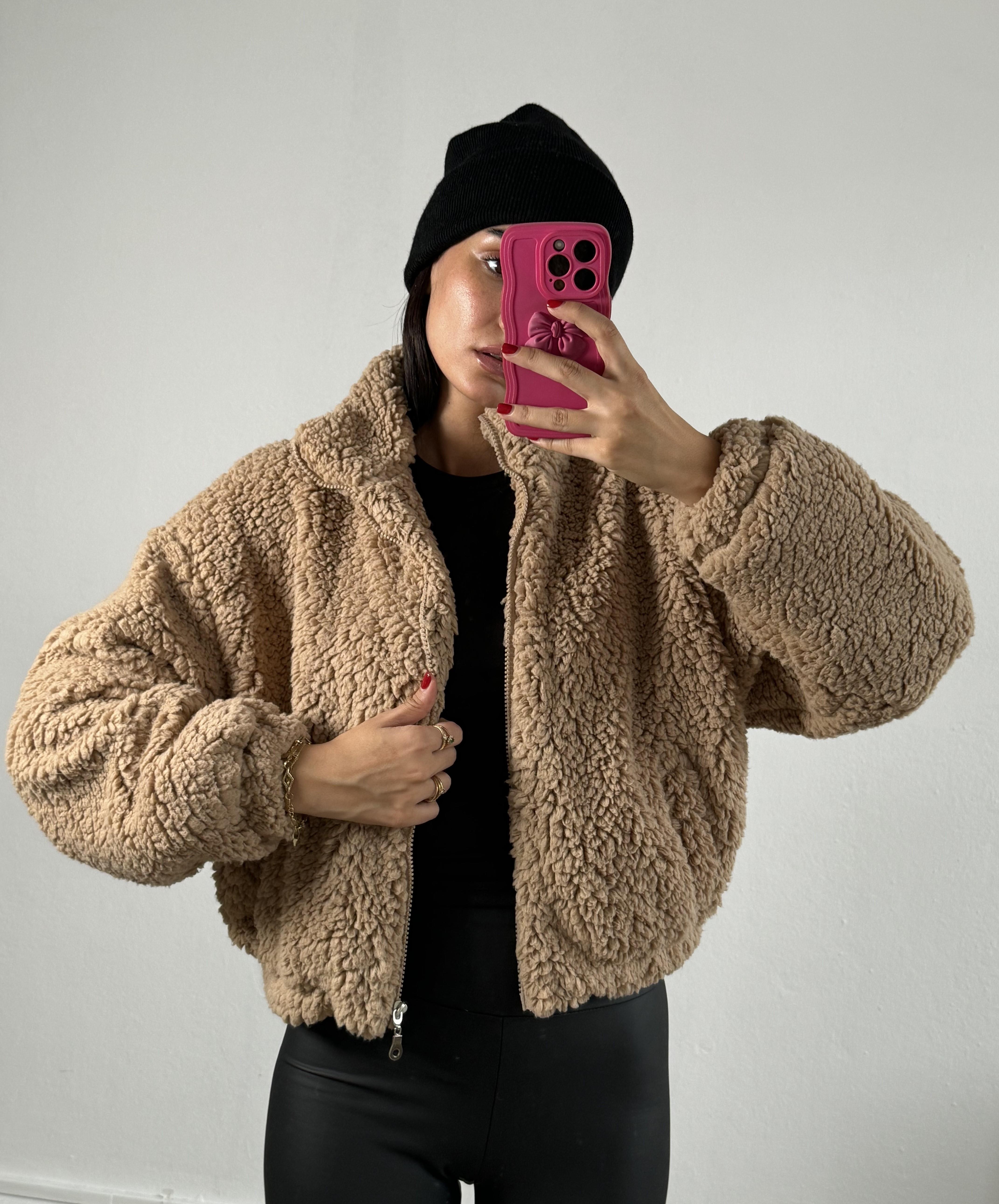 Vizon Astarlı Oversize Pelüş Mont 26113