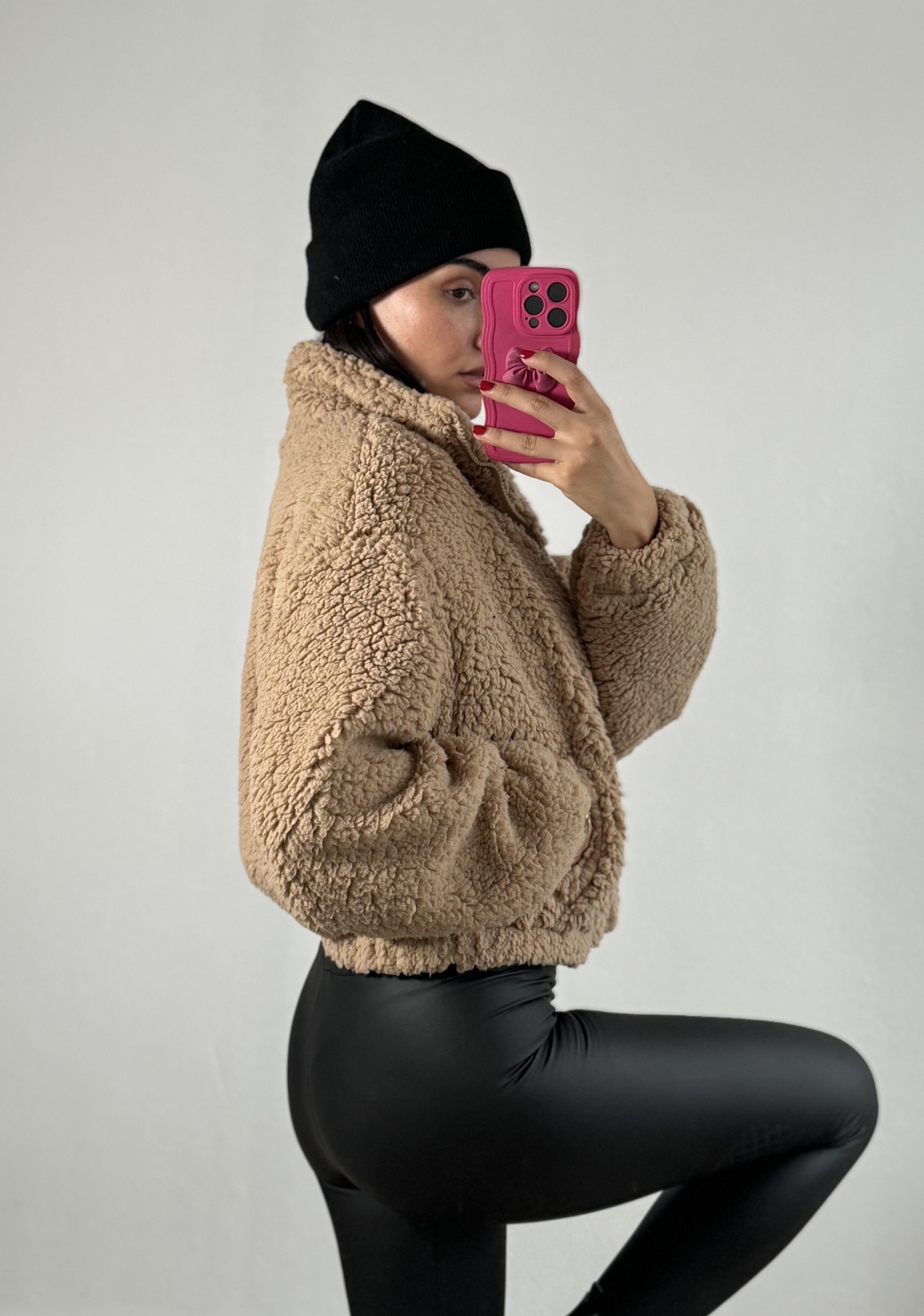 Vizon Astarlı Oversize Pelüş Mont 26113