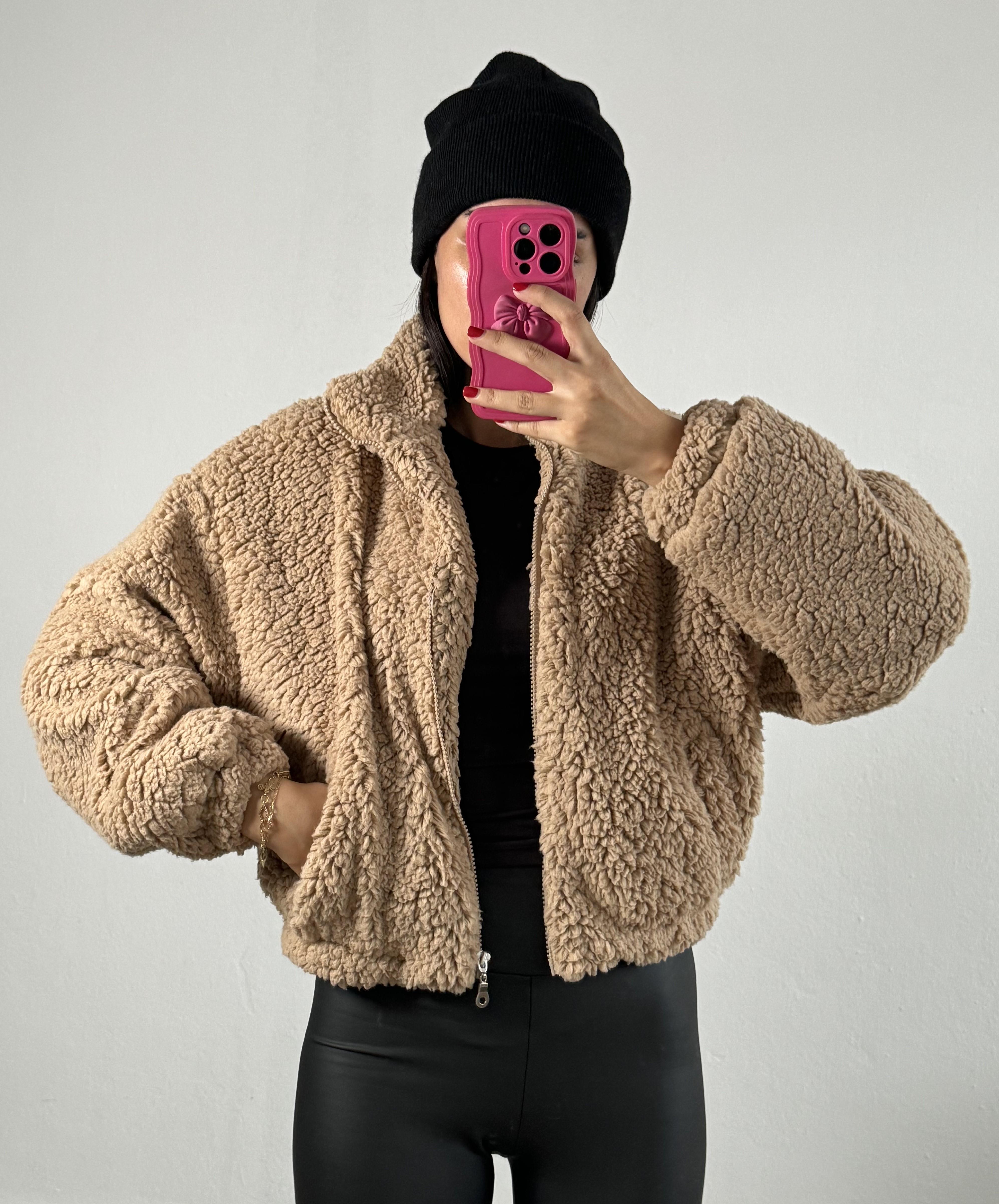 Vizon Astarlı Oversize Pelüş Mont 26113